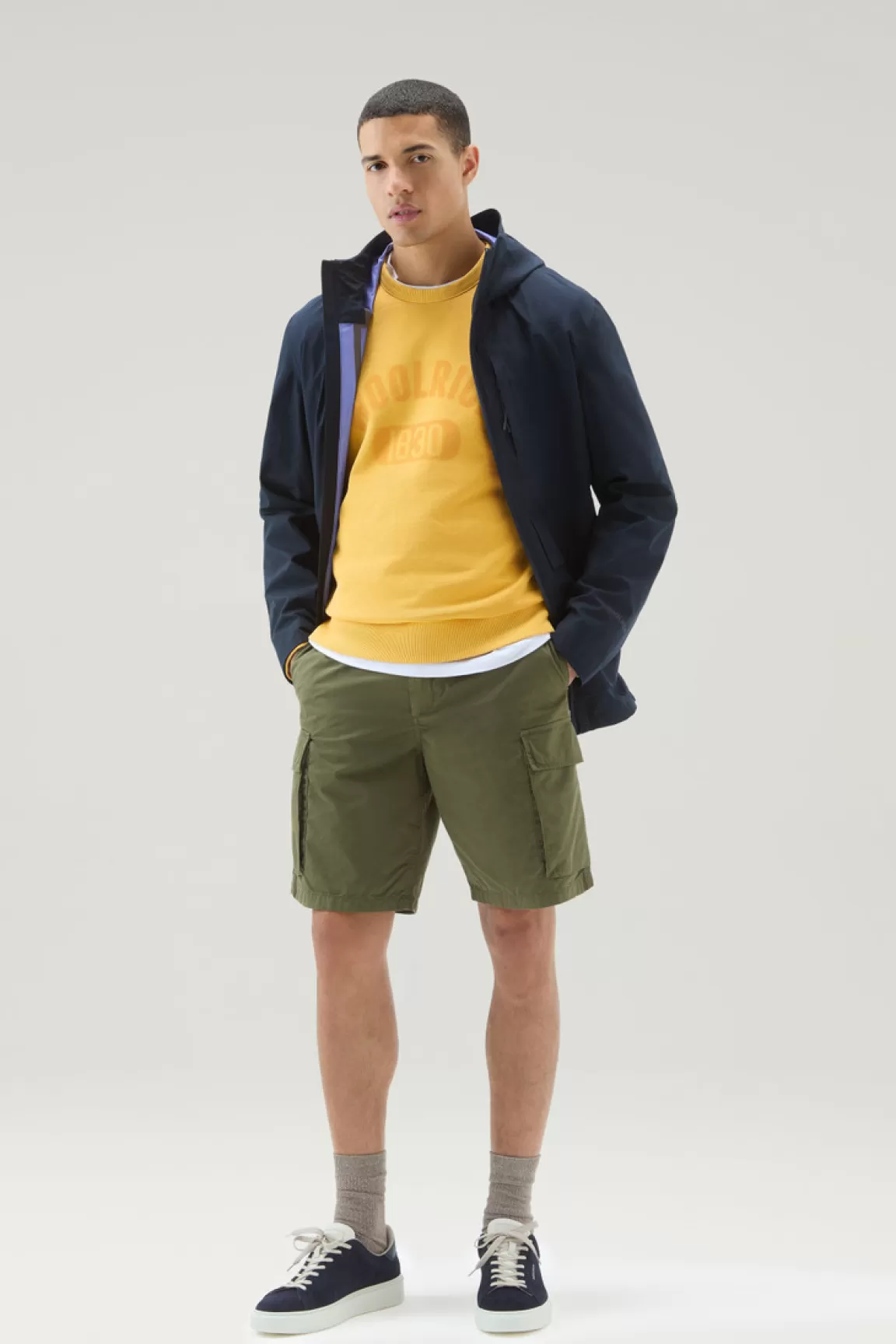 Woolrich Achteraf Geverfde 1830 Sweater Van Puur Katoen Met Ronde Hals Golden Glow Discount
