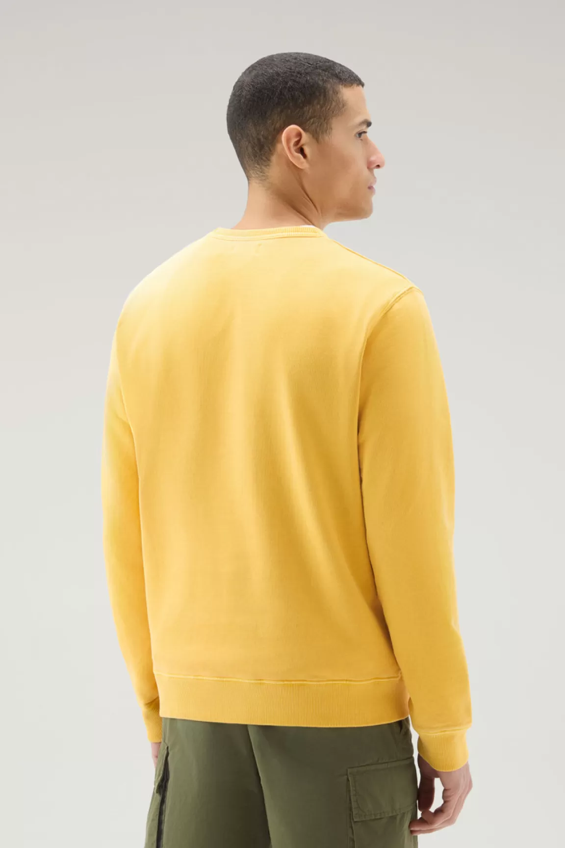 Woolrich Achteraf Geverfde 1830 Sweater Van Puur Katoen Met Ronde Hals Golden Glow Discount