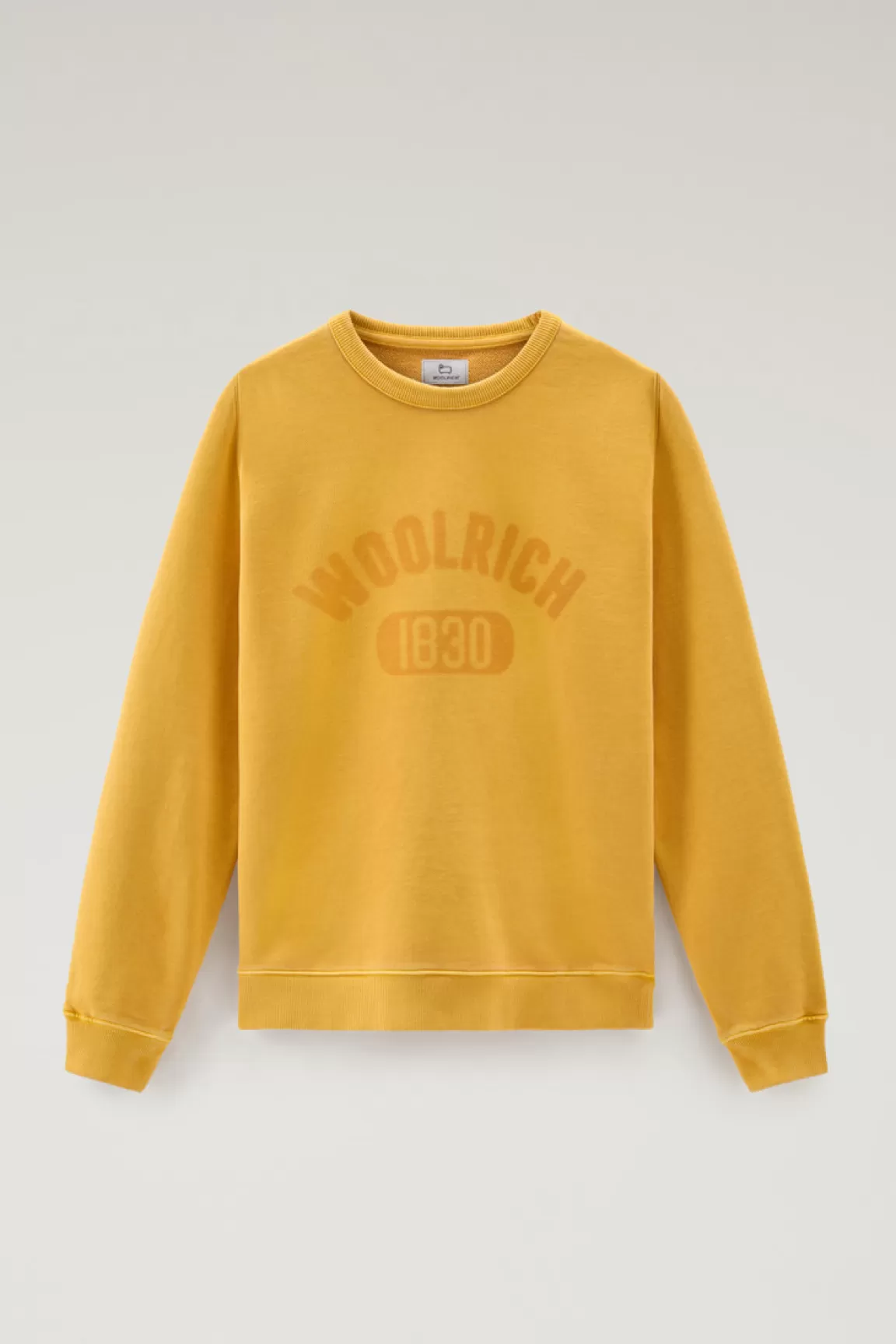 Woolrich Achteraf Geverfde 1830 Sweater Van Puur Katoen Met Ronde Hals Golden Glow Discount