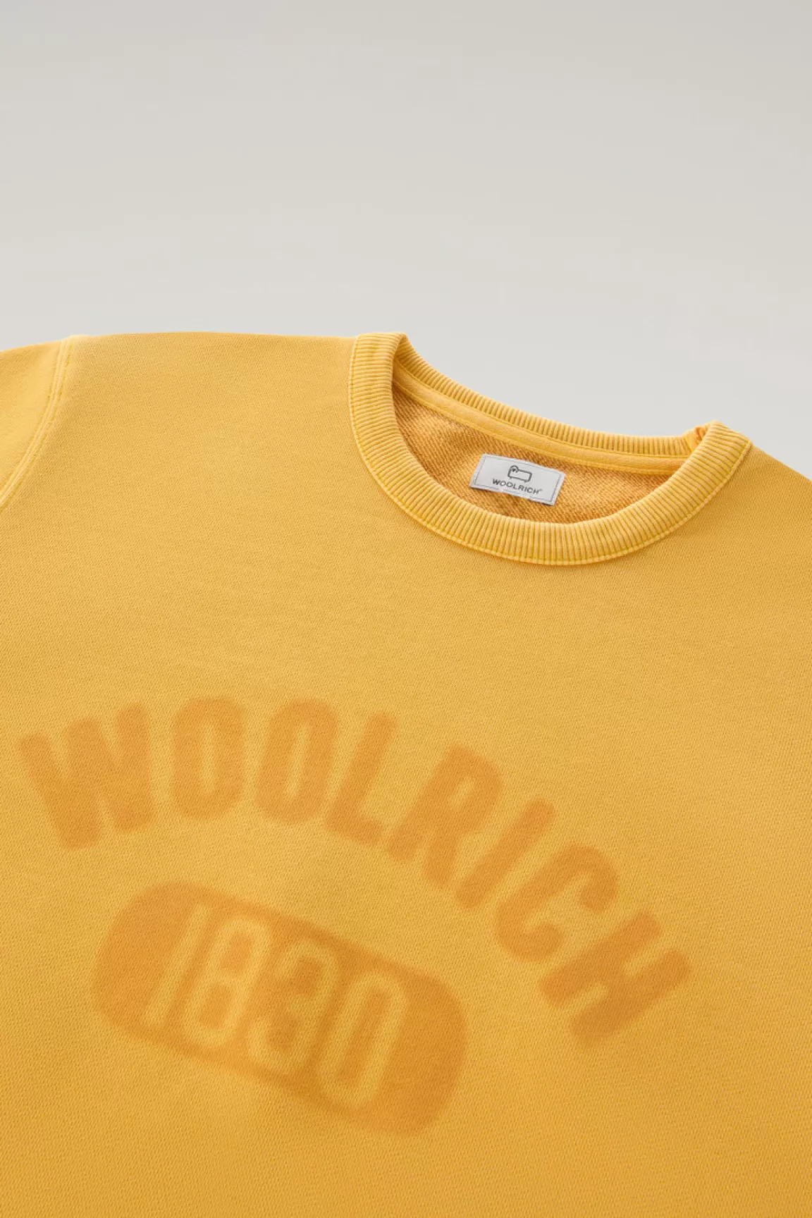 Woolrich Achteraf Geverfde 1830 Sweater Van Puur Katoen Met Ronde Hals Golden Glow Discount
