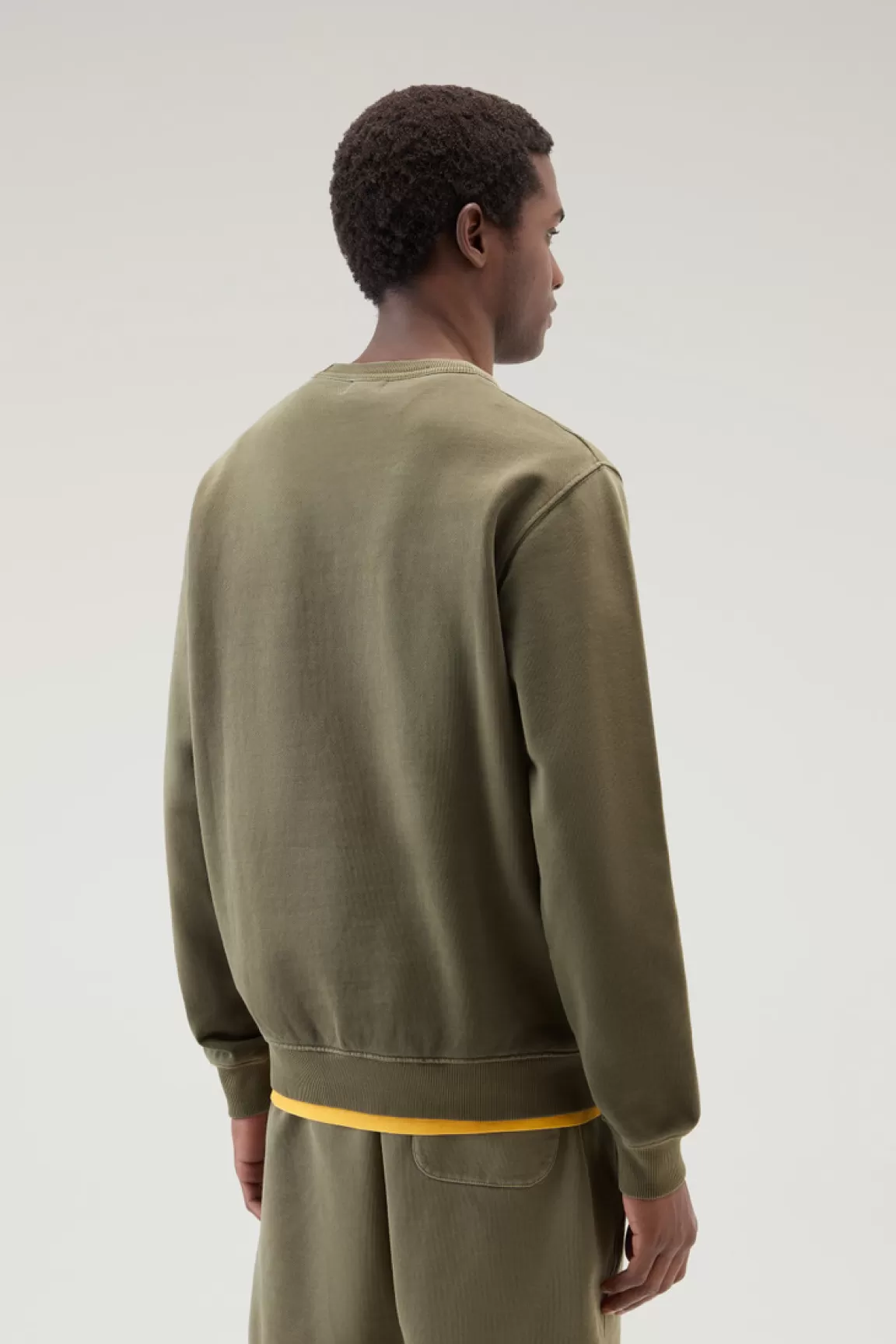 Woolrich Achteraf Geverfde 1830 Sweater Van Puur Katoen Met Ronde Hals Lake Olive Best Sale