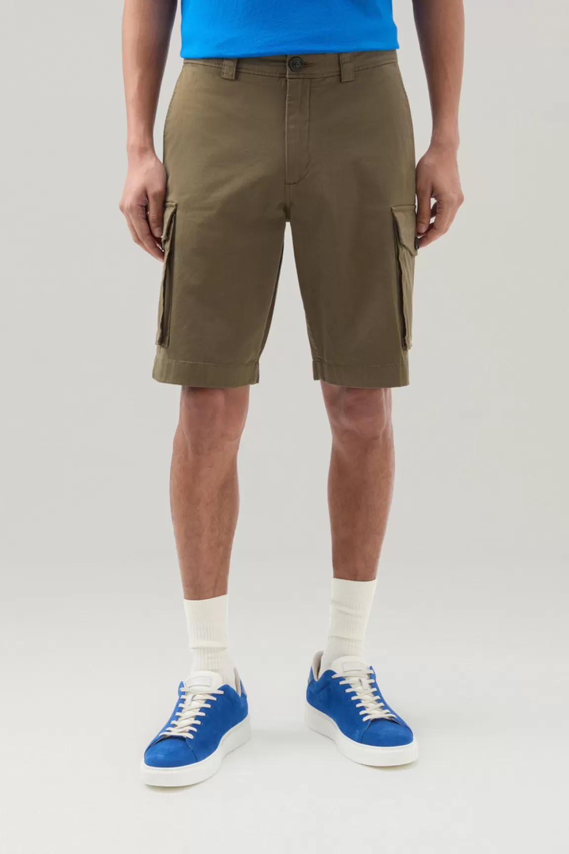 Woolrich Achteraf Geverfde Cargoshorts Van Stretchkatoen Lake Olive Best