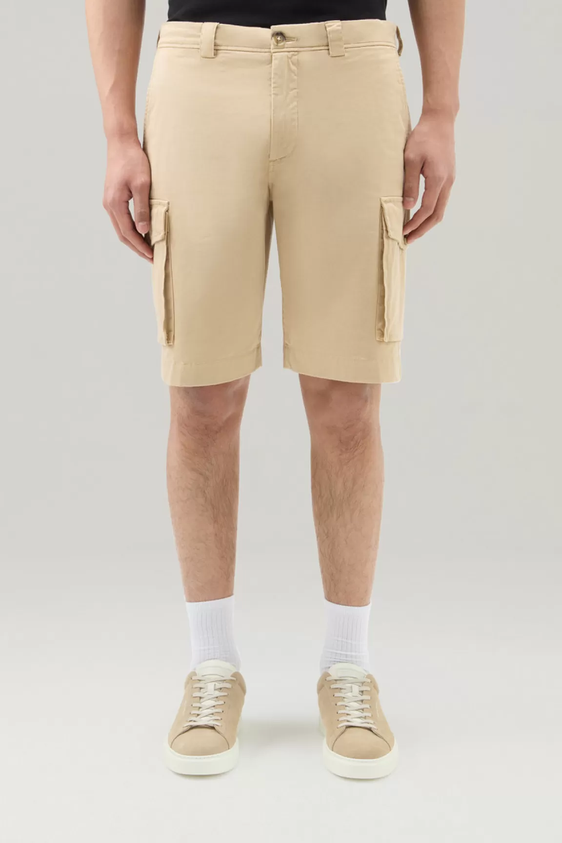 Woolrich Achteraf Geverfde Cargoshorts Van Stretchkatoen Beach Sand Online