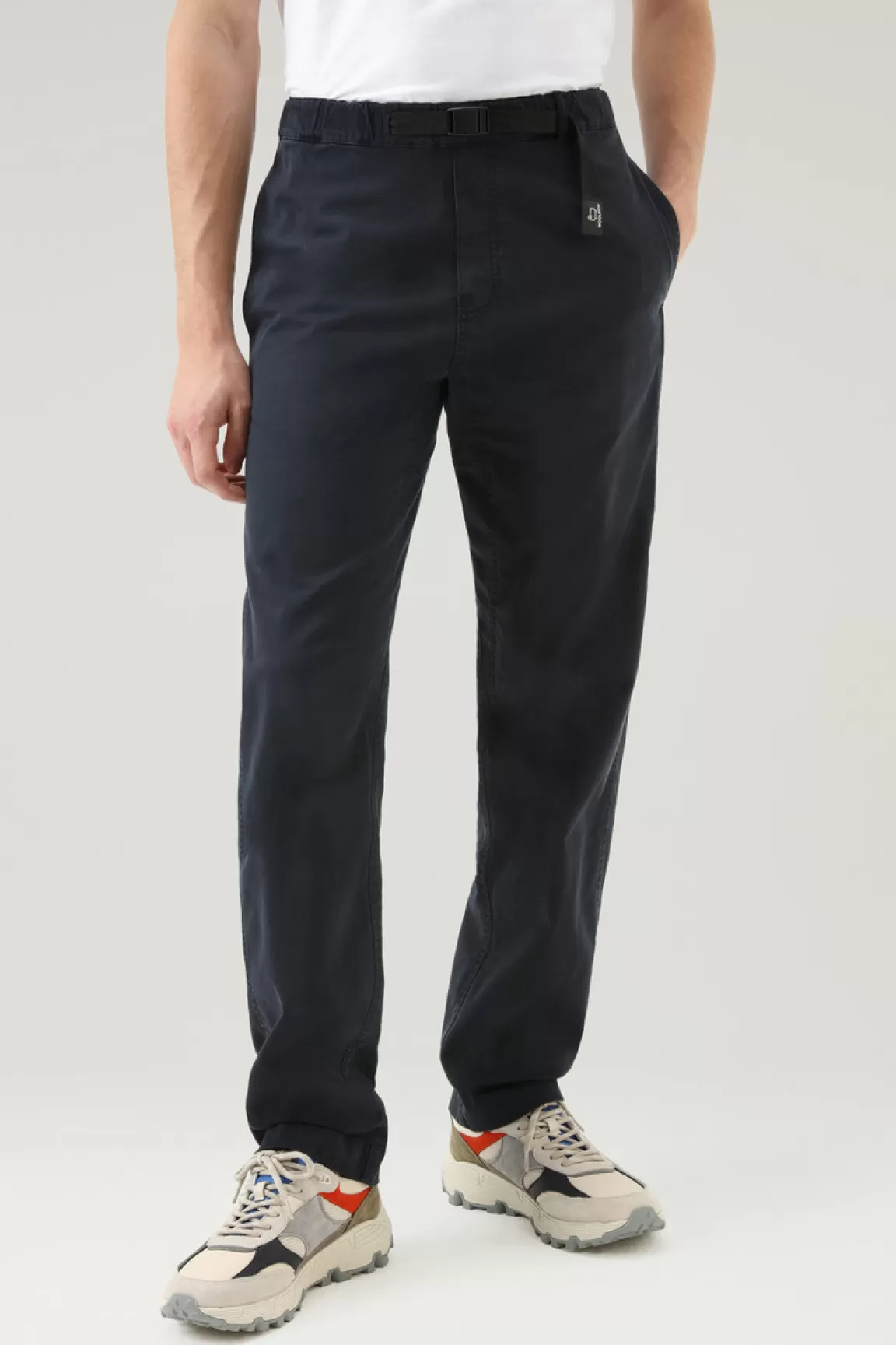 Woolrich Achteraf Geverfde Chinobroek Van Stretchkatoen Met Nylon Riem Melton Blue Cheap