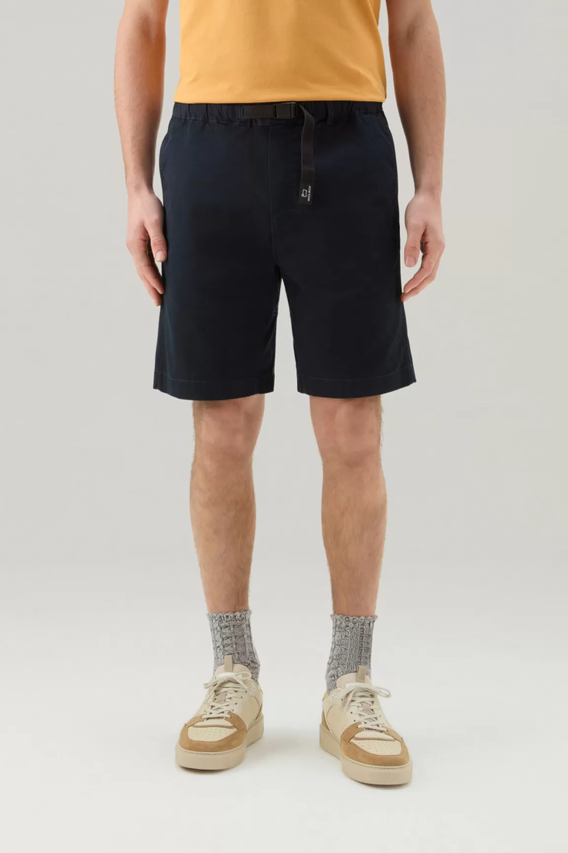 Woolrich Achteraf Geverfde Chinoshorts Van Stretchkatoen Melton Blue Best