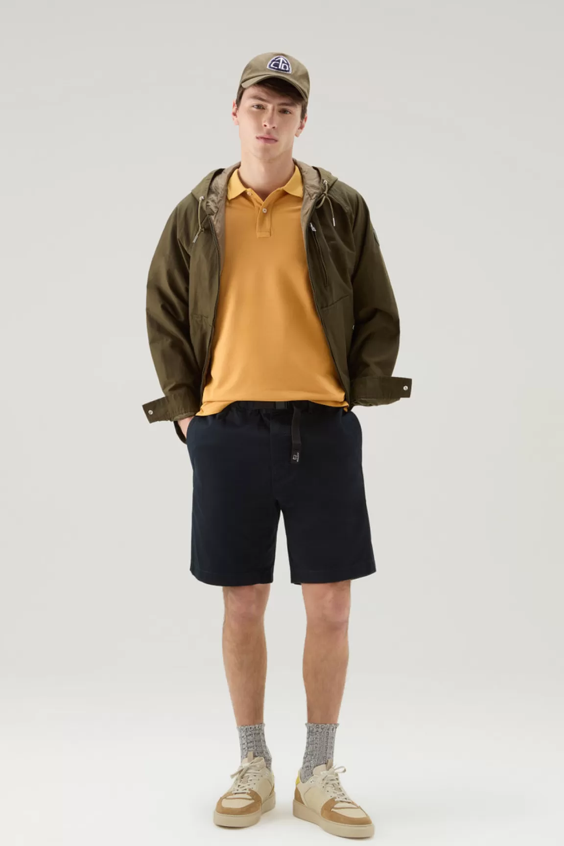 Woolrich Achteraf Geverfde Chinoshorts Van Stretchkatoen Melton Blue Best
