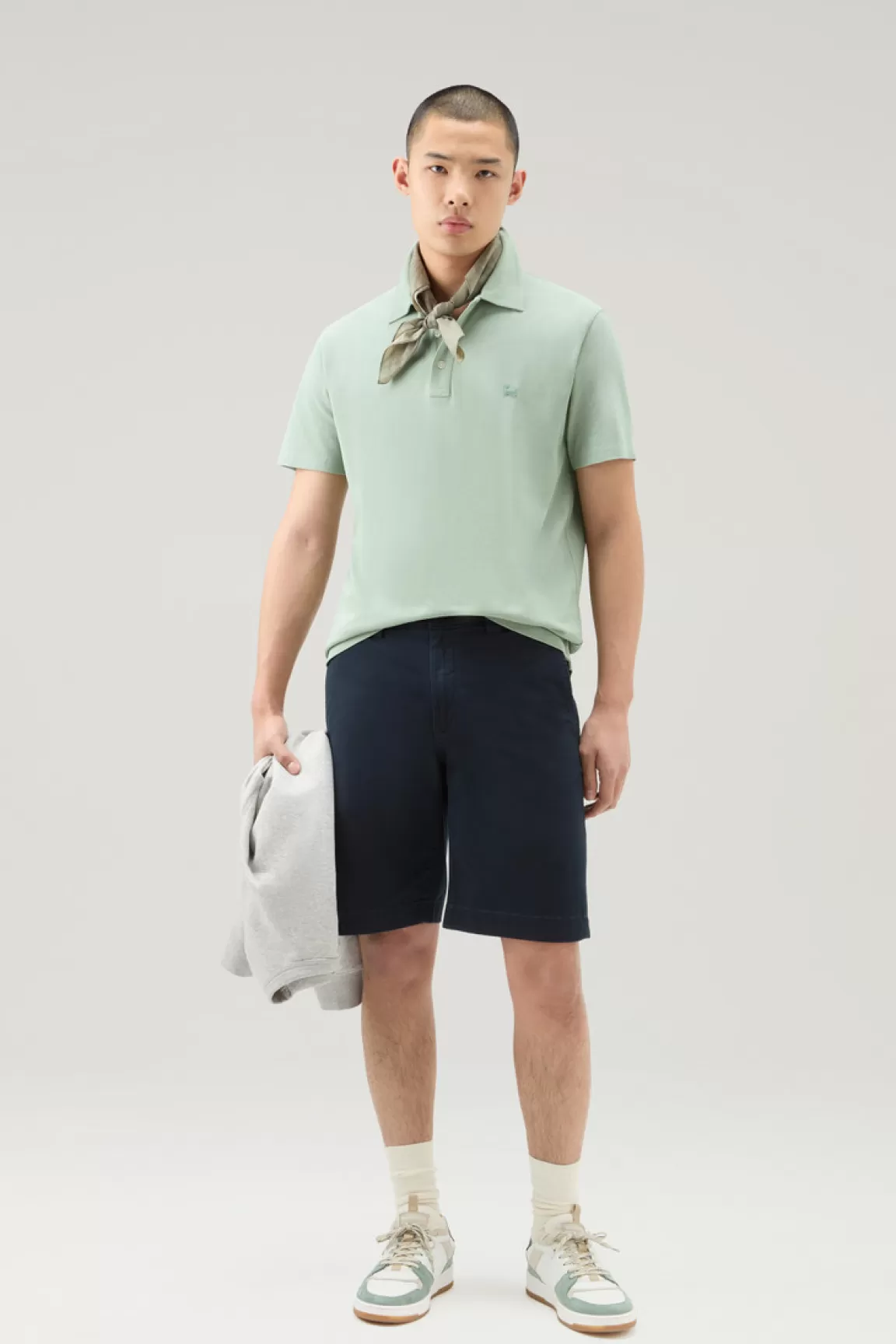 Woolrich Achteraf Geverfde Chinoshorts Van Stretchkatoen Melton Blue Online