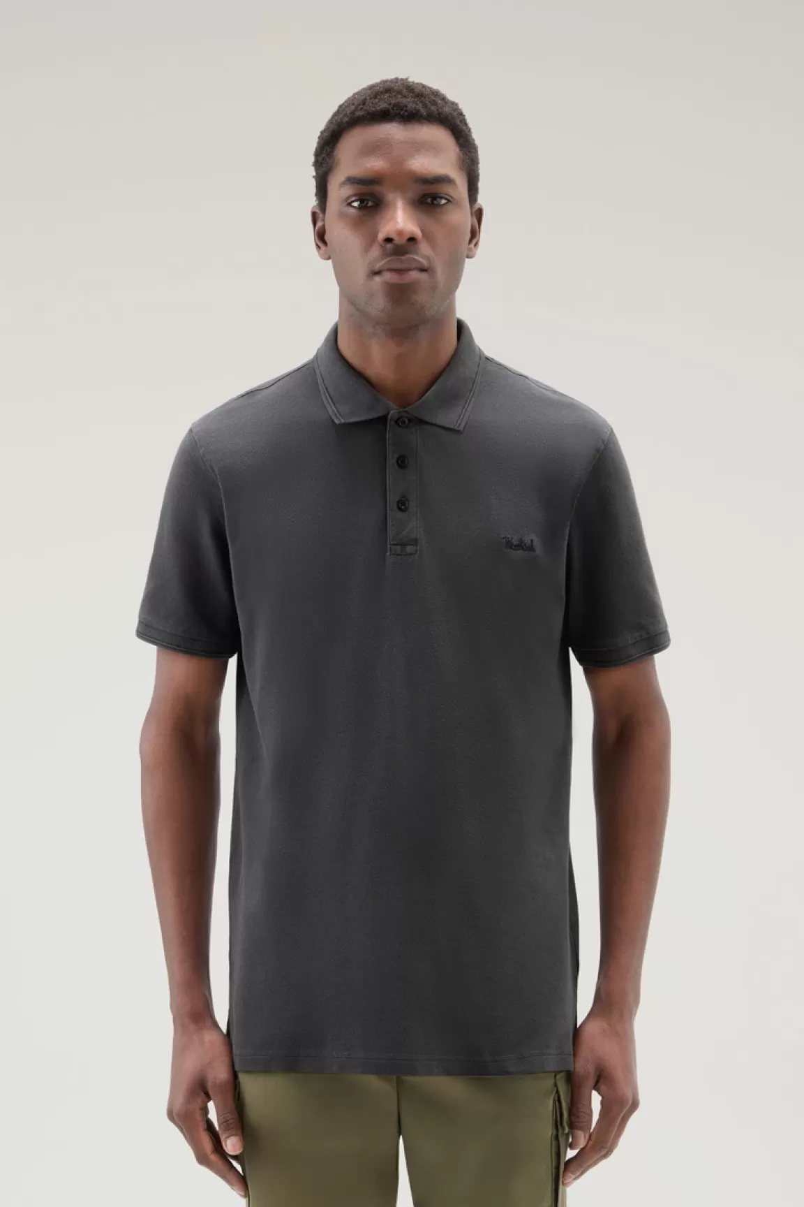 Woolrich Achteraf Geverfde Mackinack-poloshirt Van Katoenpiqué Met Stretch Black Store