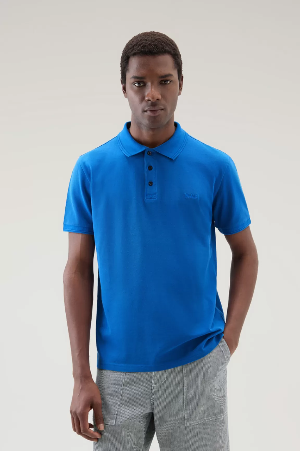 Woolrich Achteraf Geverfde Mackinack-poloshirt Van Katoenpiqué Met Stretch Snorkel Blue Shop