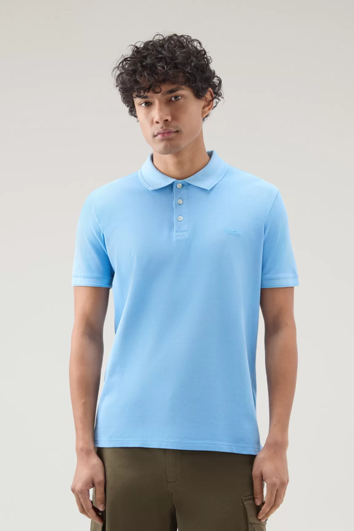 Woolrich Achteraf Geverfde Mackinack-poloshirt Van Katoenpiqué Met Stretch Alaskan Blue New