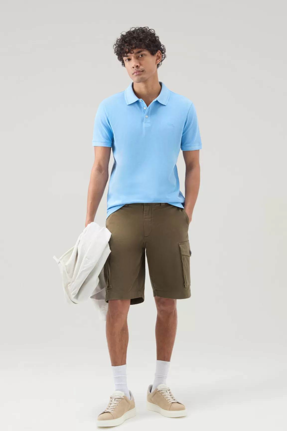 Woolrich Achteraf Geverfde Mackinack-poloshirt Van Katoenpiqué Met Stretch Alaskan Blue New