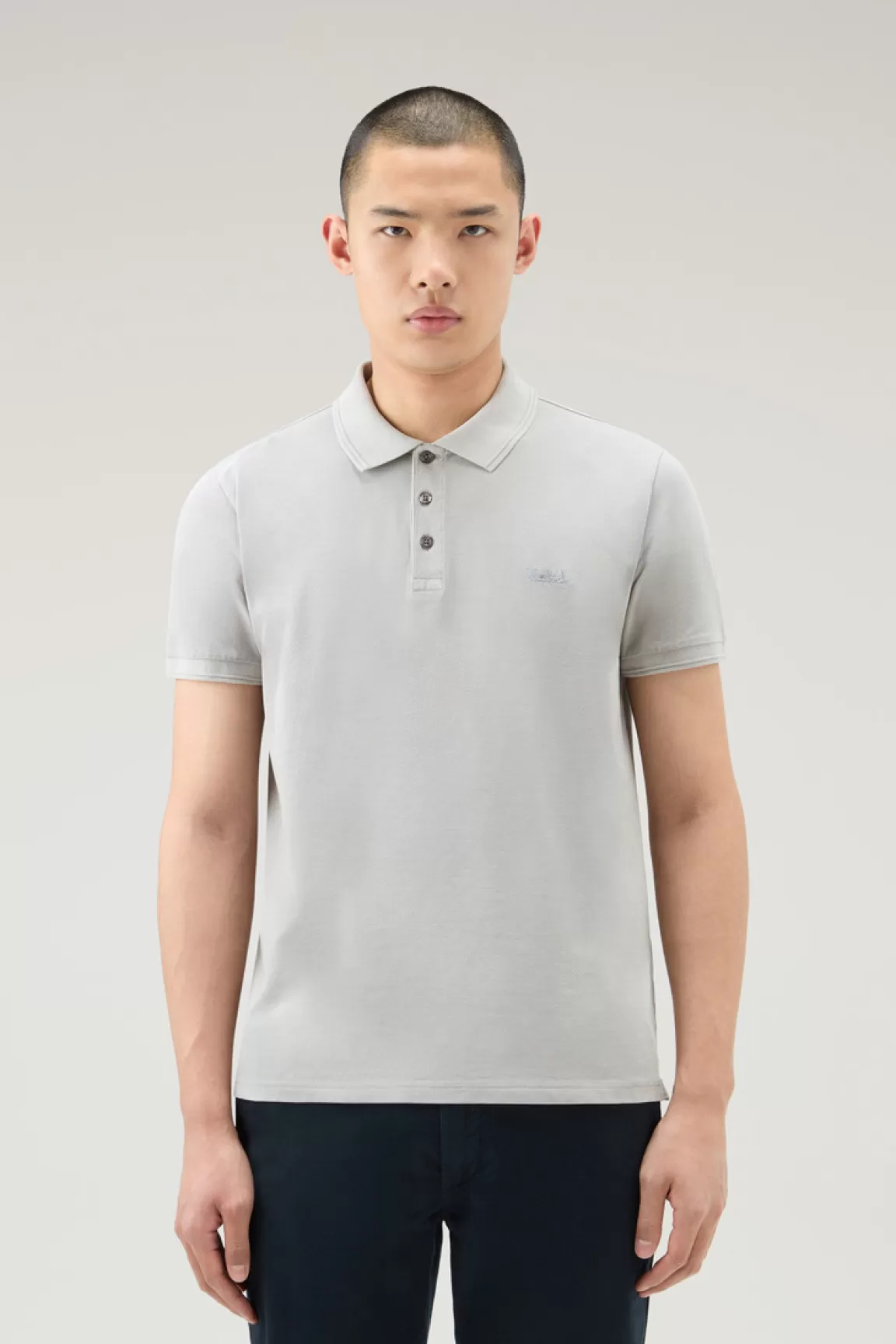 Woolrich Achteraf Geverfde Mackinack-poloshirt Van Katoenpiqué Met Stretch Mineral Grey Online