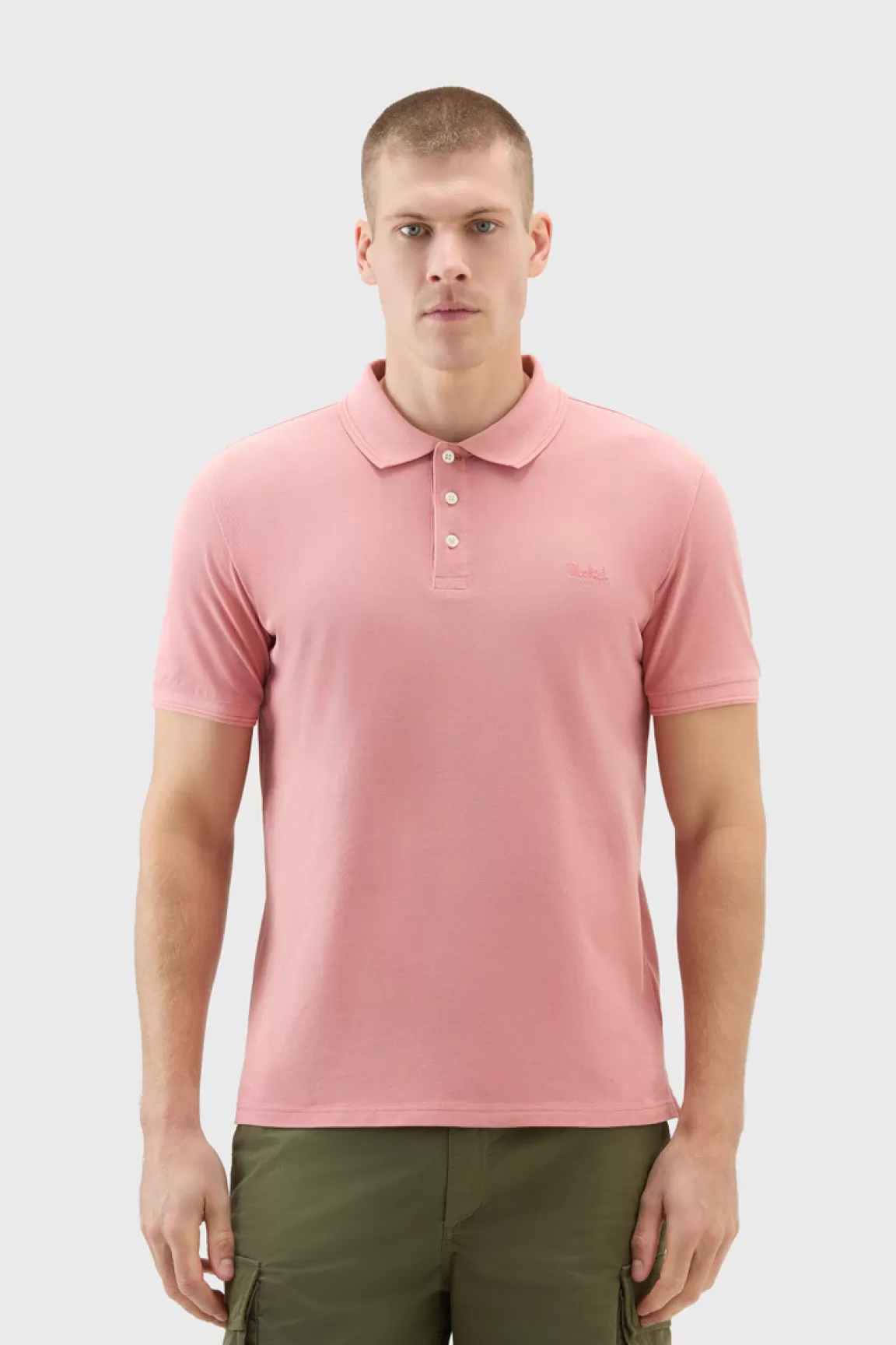 Woolrich Achteraf Geverfde Mackinack-poloshirt Van Katoenpiqué Met Stretch Coral Sand Discount