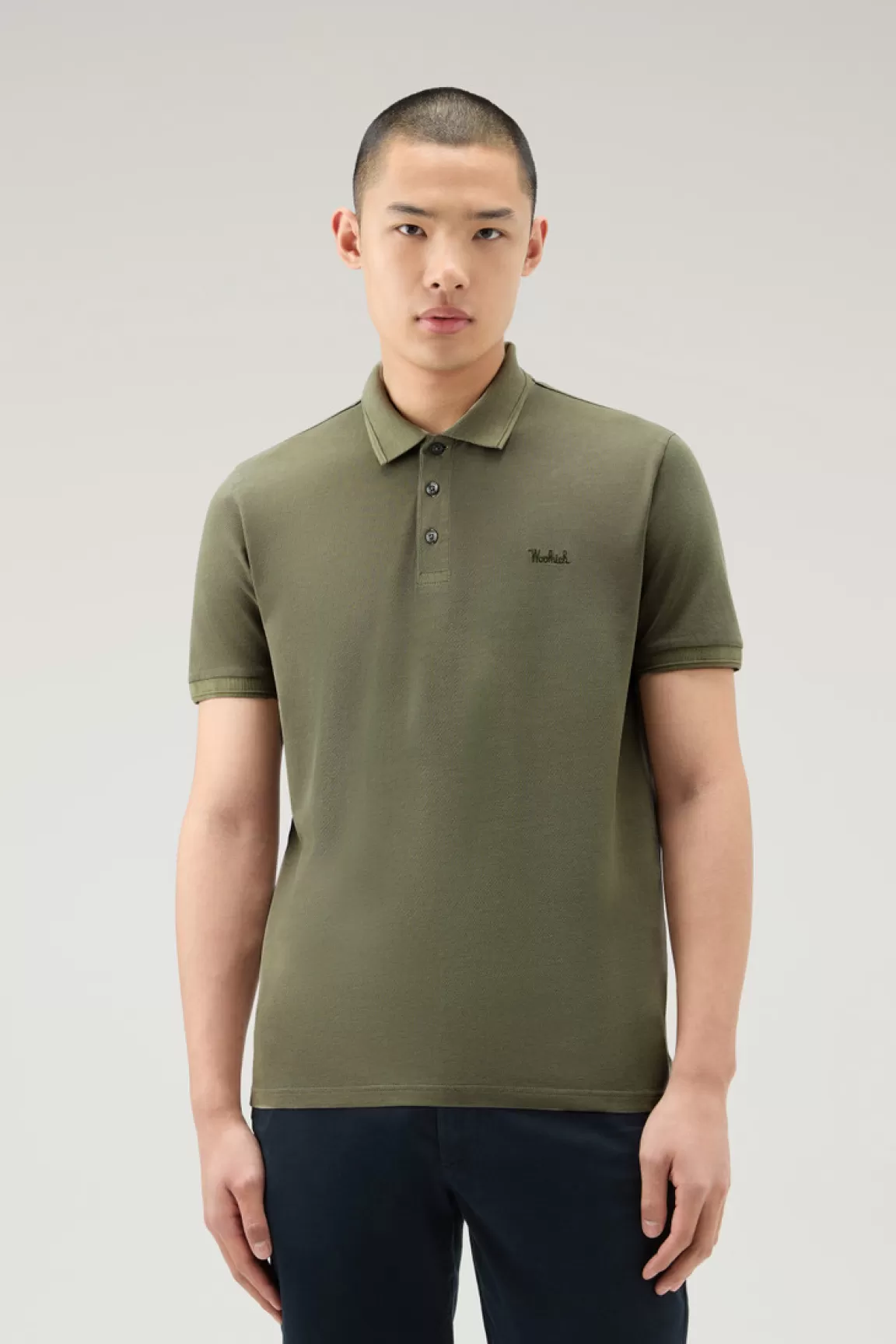 Woolrich Achteraf Geverfde Mackinack-poloshirt Van Katoenpiqué Met Stretch Lake Olive Best