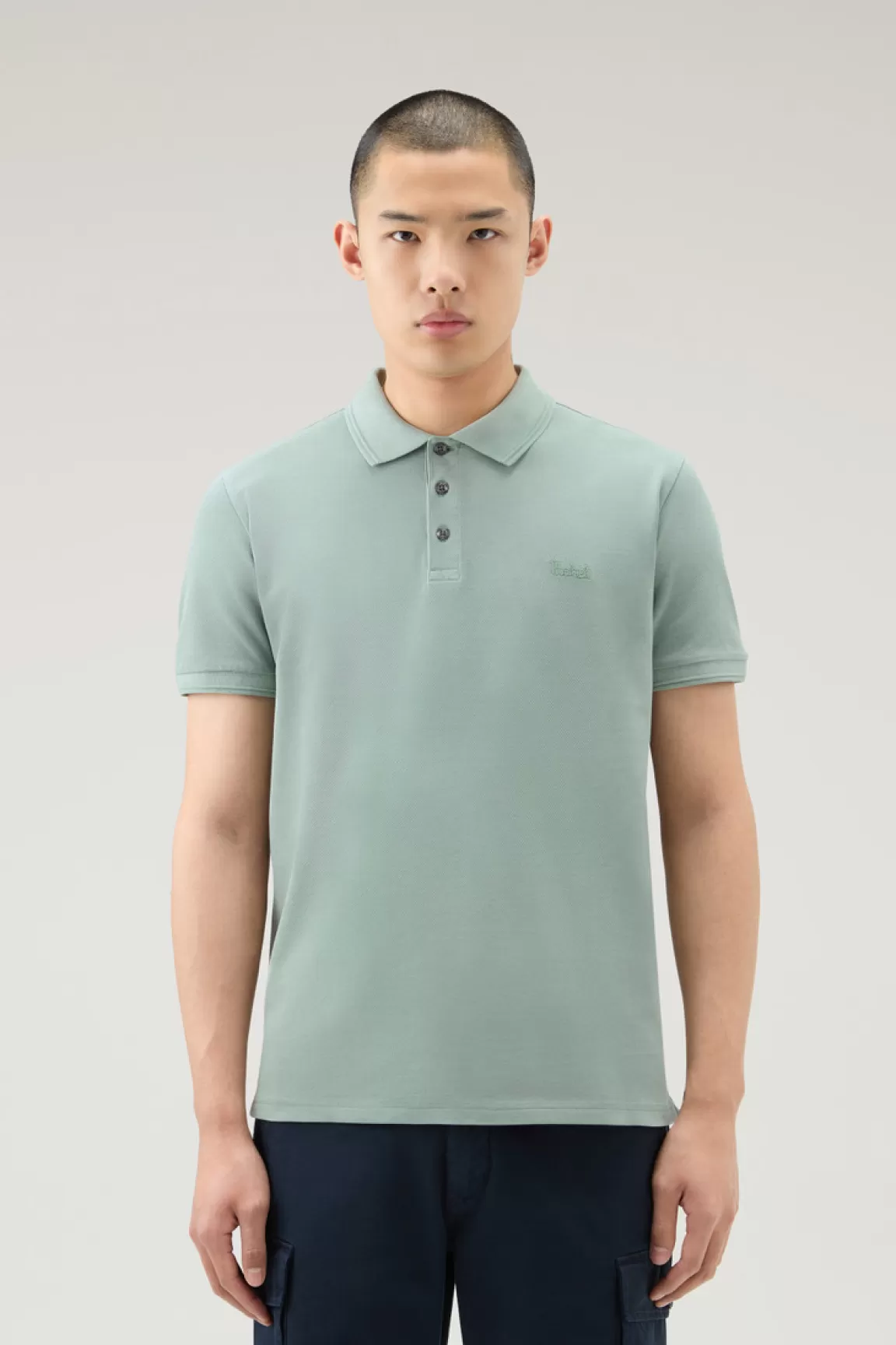 Woolrich Achteraf Geverfde Mackinack-poloshirt Van Katoenpiqué Met Stretch Sage Outlet