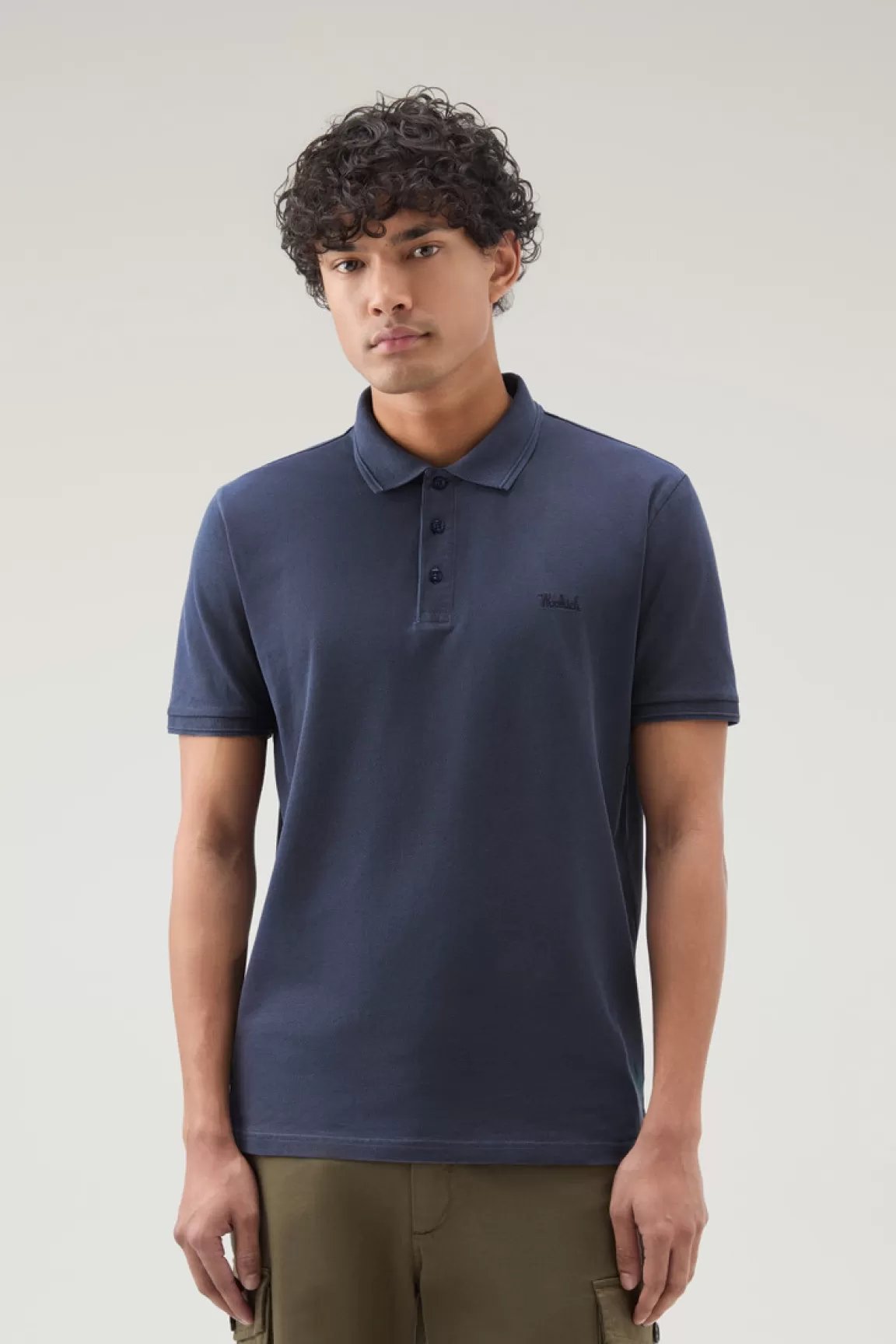 Woolrich Achteraf Geverfde Mackinack-poloshirt Van Katoenpiqué Met Stretch Melton Blue Shop