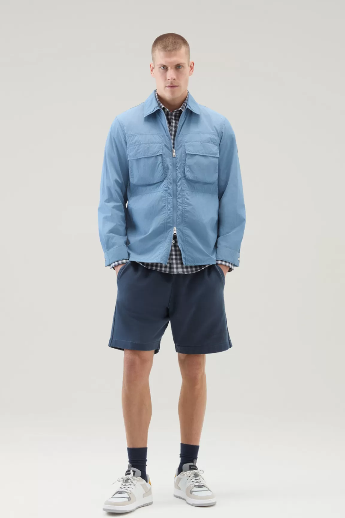 Woolrich Achteraf Geverfde Sportshort Van Puur Katoenfleece Melton Blue Online