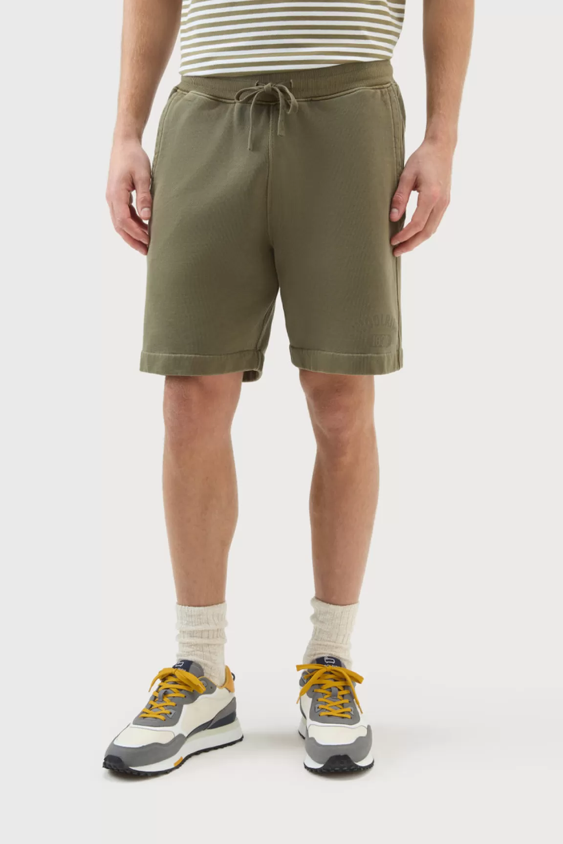 Woolrich Achteraf Geverfde Sportshort Van Puur Katoenfleece Lake Olive Best