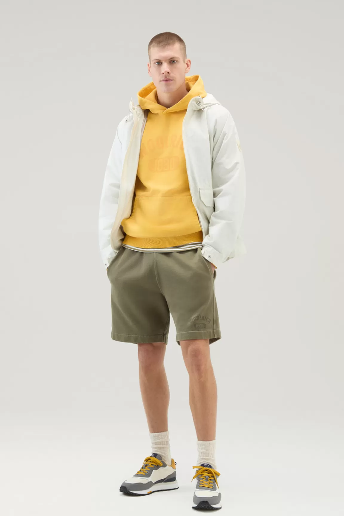 Woolrich Achteraf Geverfde Sportshort Van Puur Katoenfleece Lake Olive Best