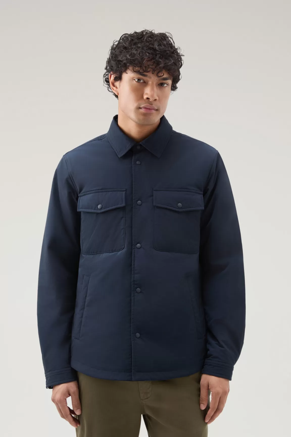 Woolrich Alaskan Gewatteerde Overhemdjack Van Urban Touch Melton Blue Best Sale