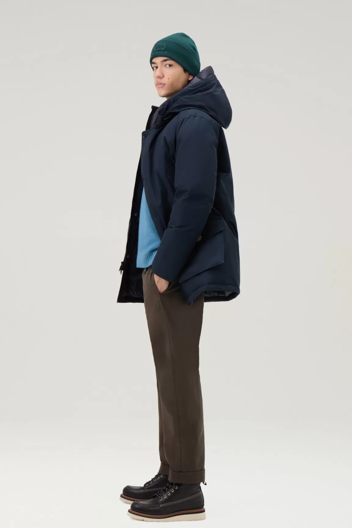 Woolrich Arctic Parka Van Ramar Cloth Melton Blue Hot