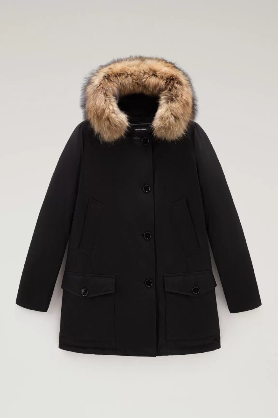 Woolrich Arctic Parka Van Ramar Cloth Met Vier Zakken En Afneembaar Bont Black Discount