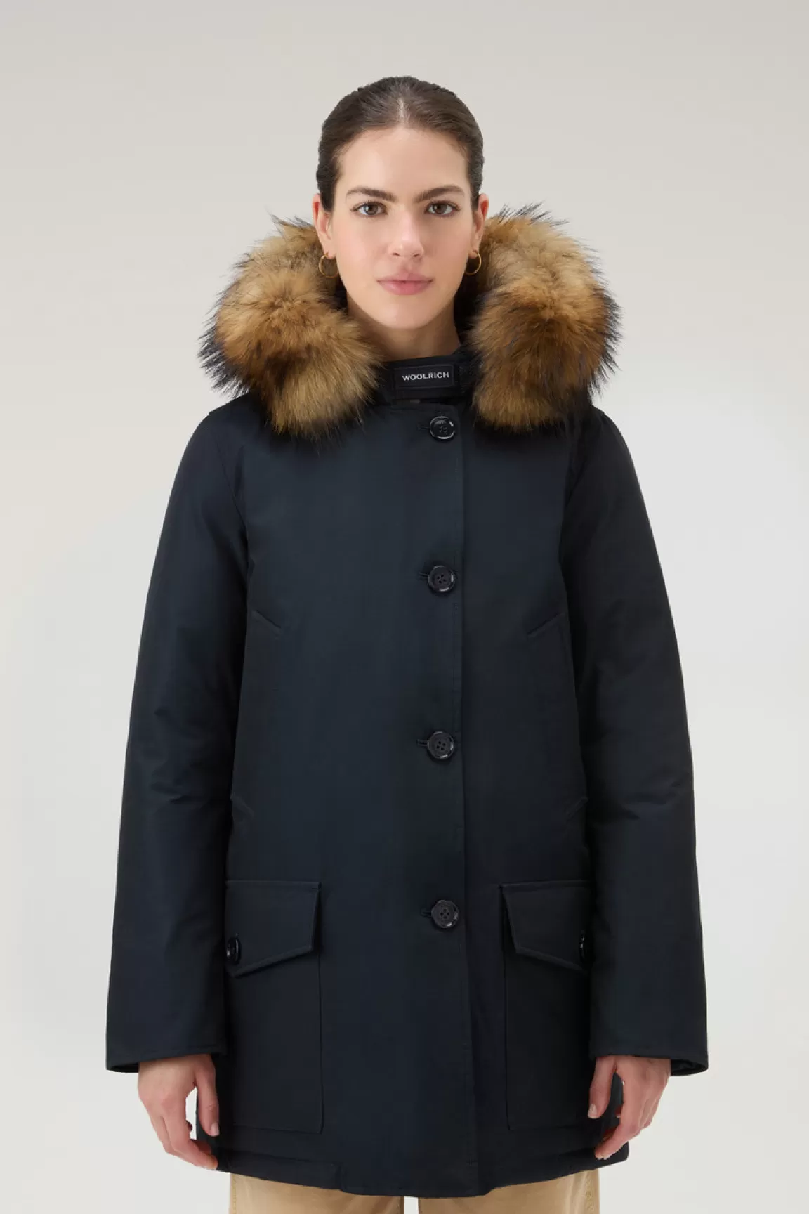 Woolrich Arctic Parka Van Ramar Cloth Met Vier Zakken En Afneembaar Bont Dark Navy New