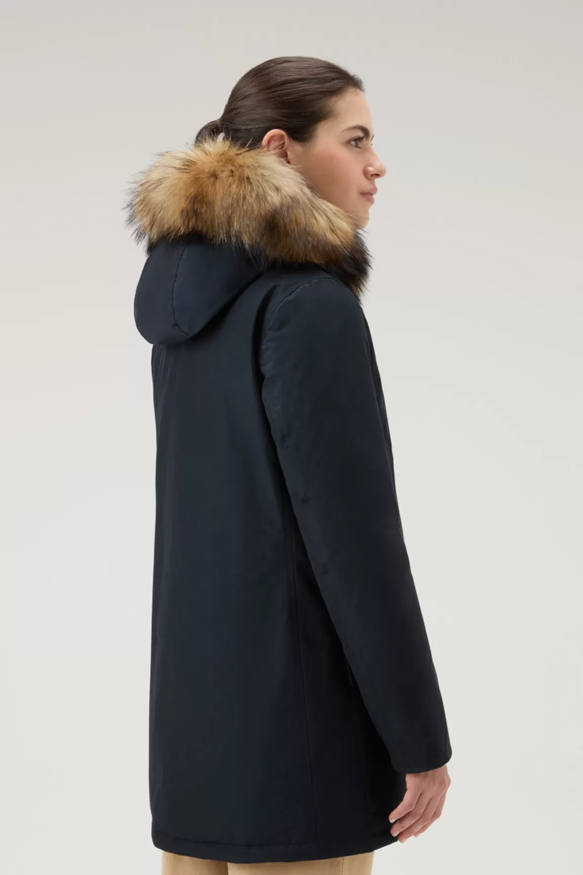 Woolrich Arctic Parka Van Ramar Cloth Met Vier Zakken En Afneembaar Bont Dark Navy New