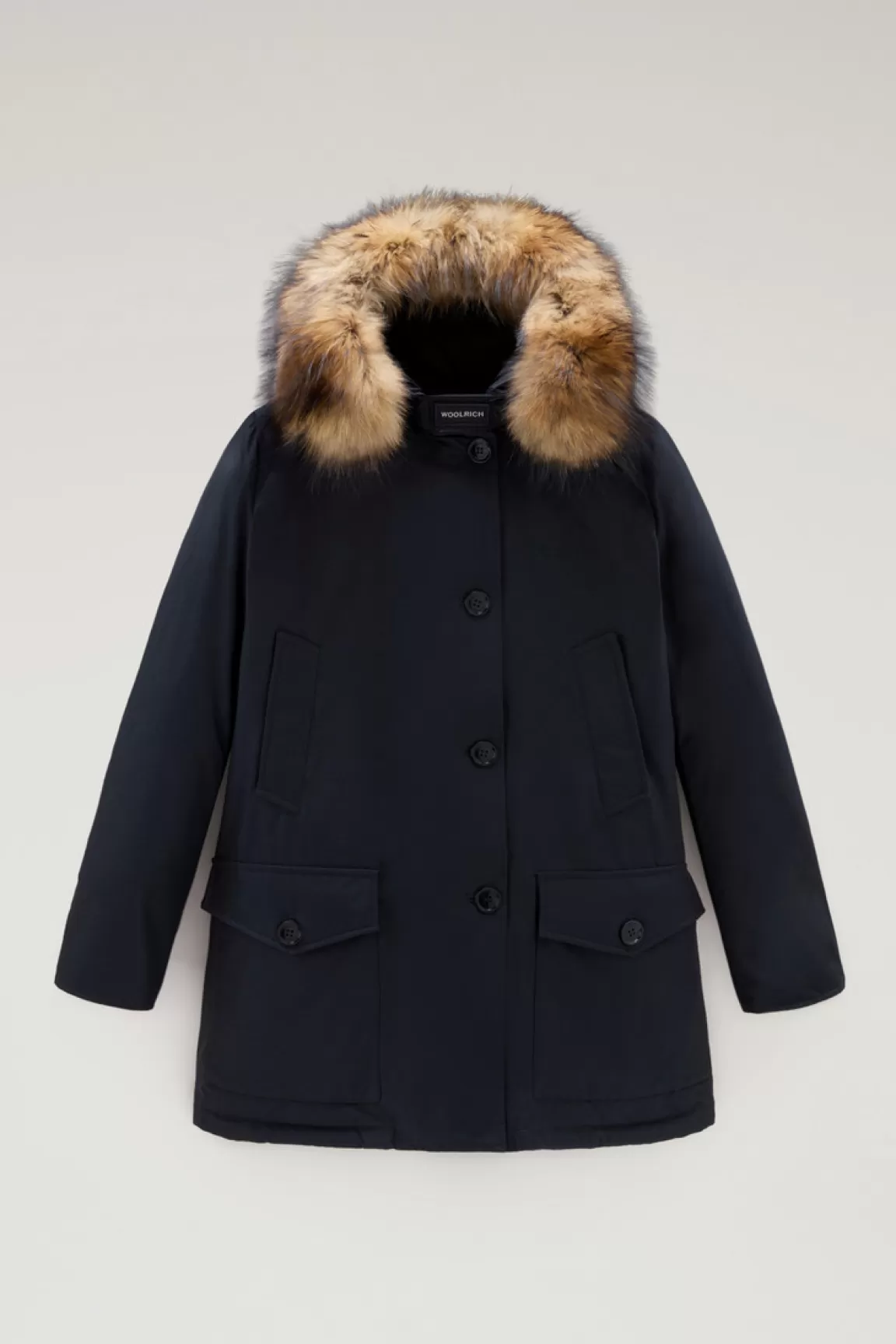 Woolrich Arctic Parka Van Ramar Cloth Met Vier Zakken En Afneembaar Bont Dark Navy New