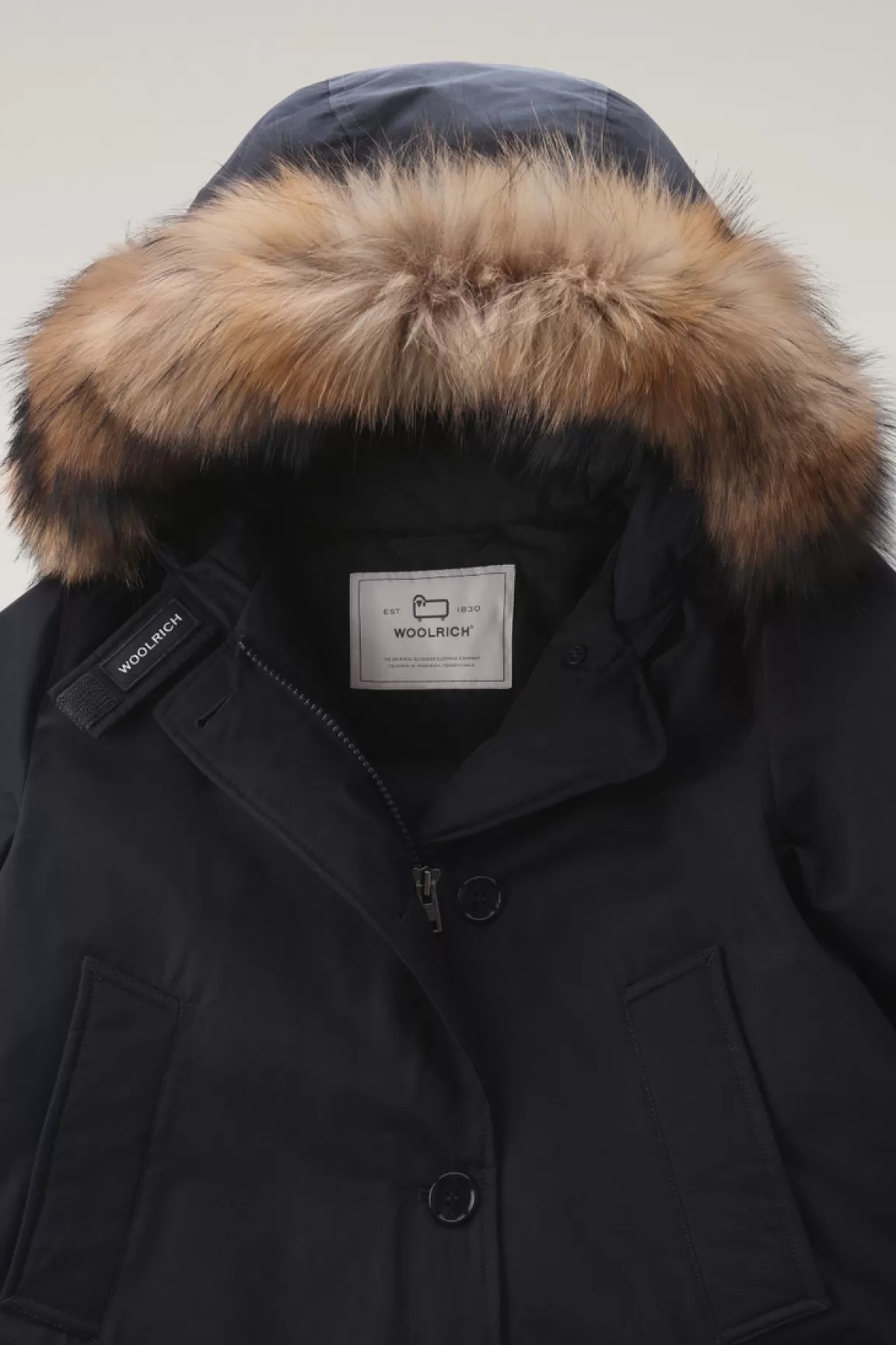 Woolrich Arctic Parka Van Ramar Cloth Met Vier Zakken En Afneembaar Bont Dark Navy New