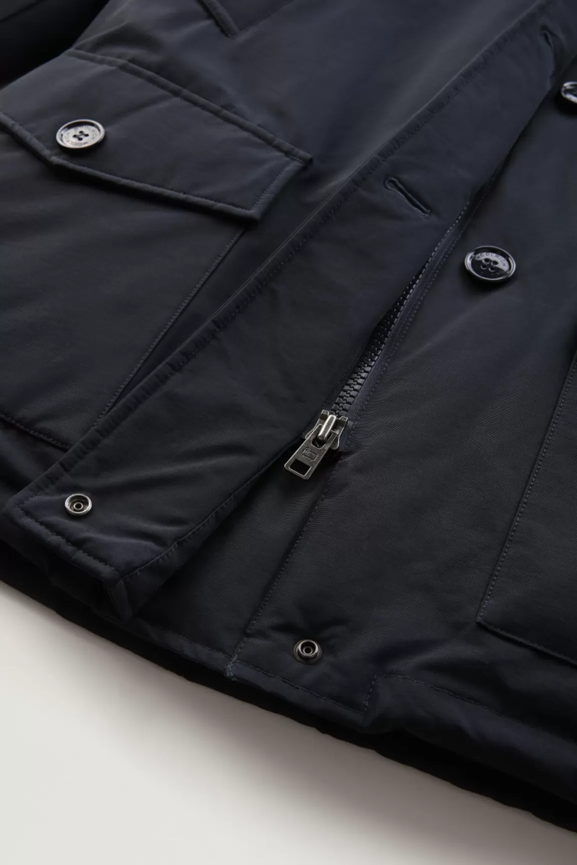 Woolrich Arctic Parka Van Ramar Cloth Met Vier Zakken En Afneembaar Bont Dark Navy New
