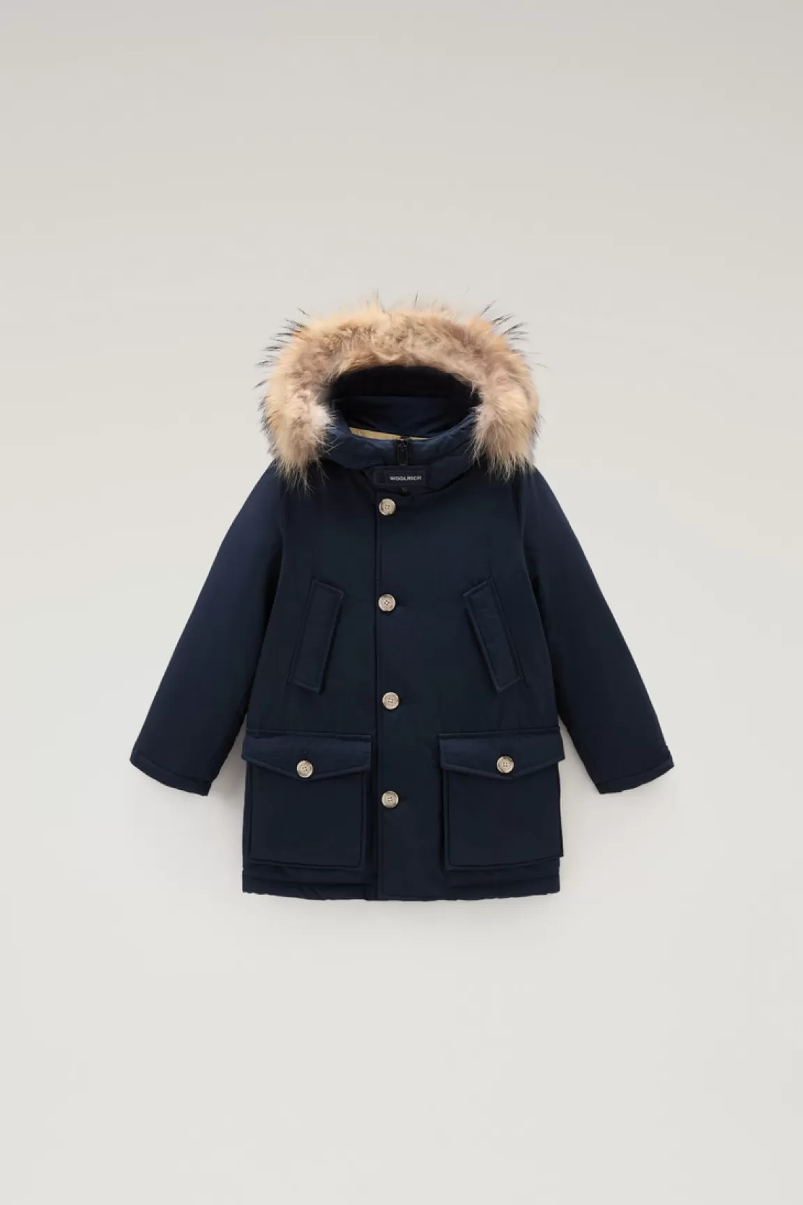 Woolrich Arctic Parka Van Ramar Cloth Voor Jongens Met Afneembaar Bont Melton Blue Fashion