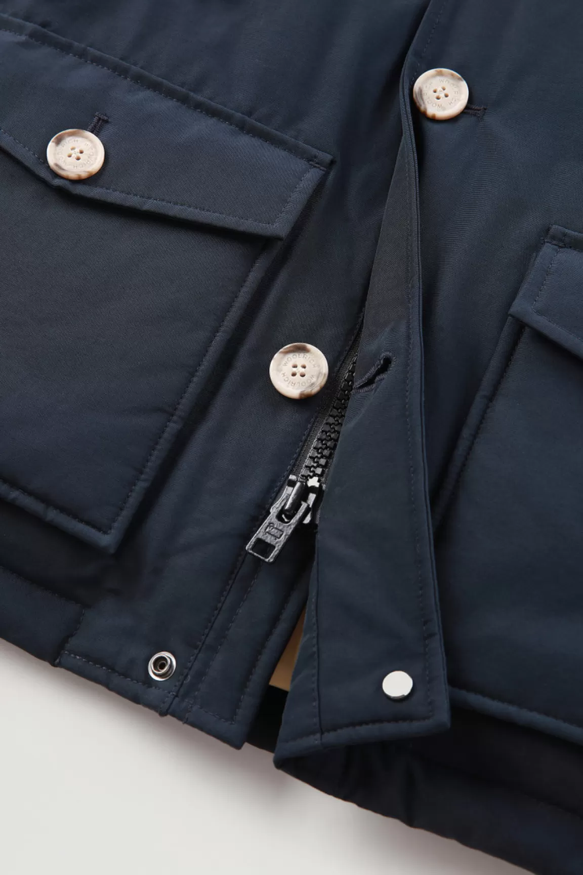 Woolrich Arctic Parka Van Ramar Cloth Voor Jongens Met Afneembaar Bont Melton Blue Fashion
