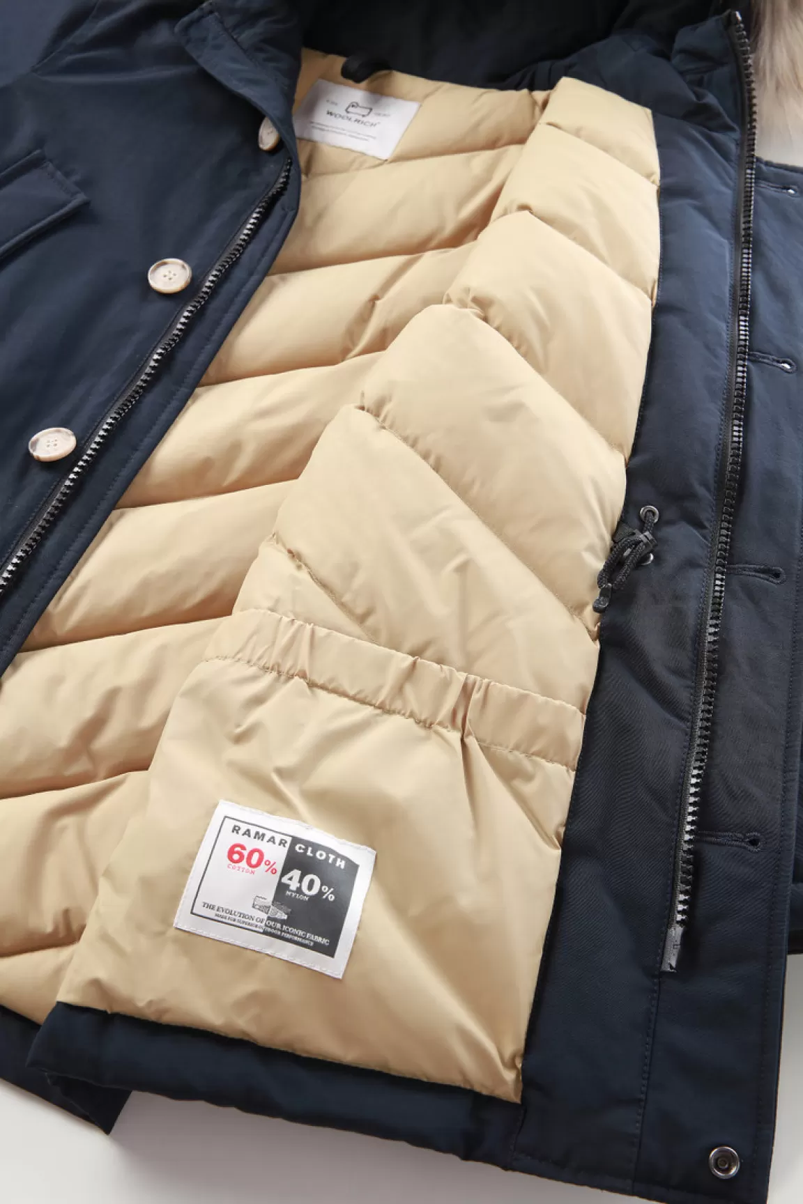 Woolrich Arctic Parka Van Ramar Cloth Voor Jongens Met Afneembaar Bont Melton Blue Fashion