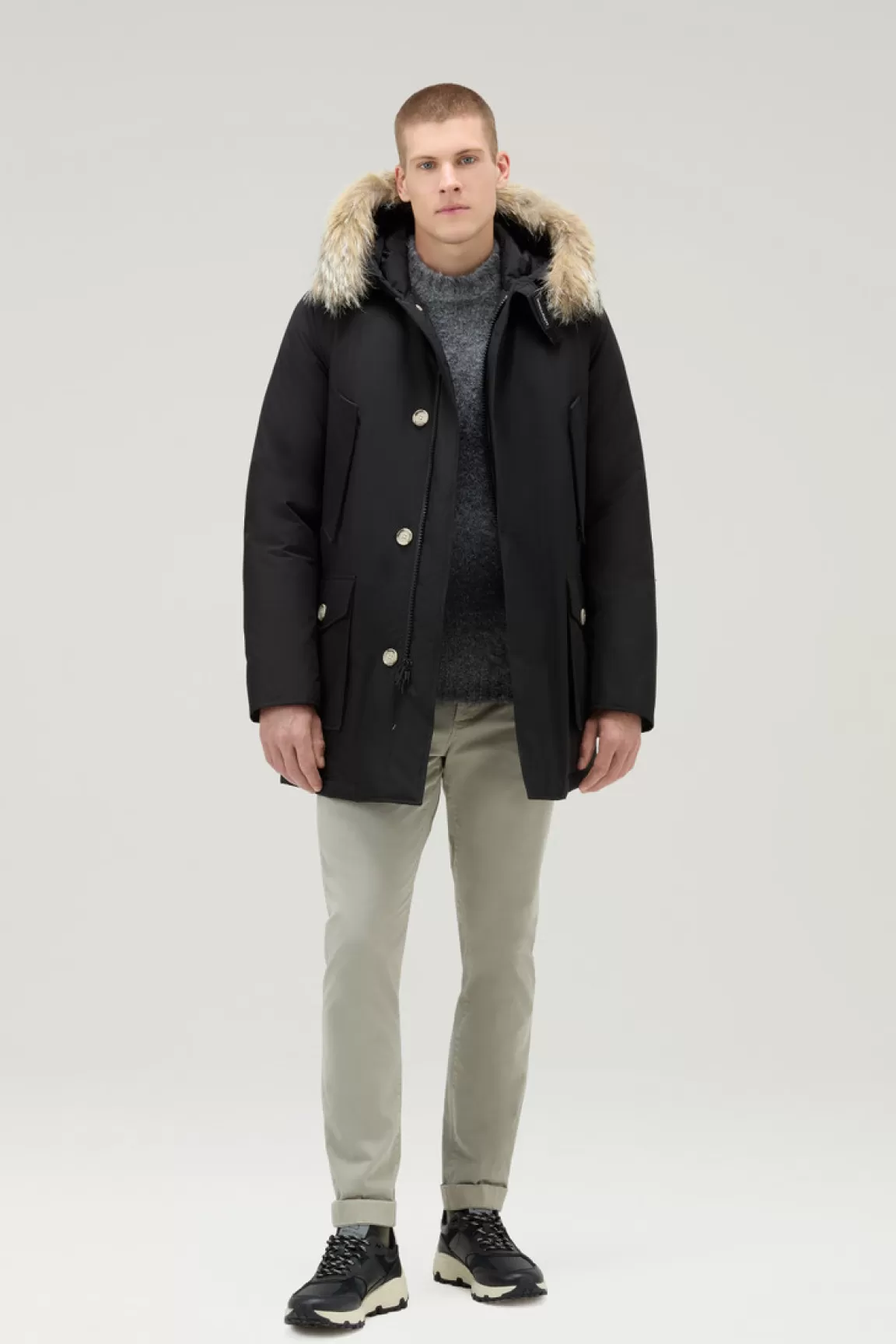 Woolrich Arctic Parka Van Ramar Cloth-stof Met Afneembare Bontrand Black Cheap