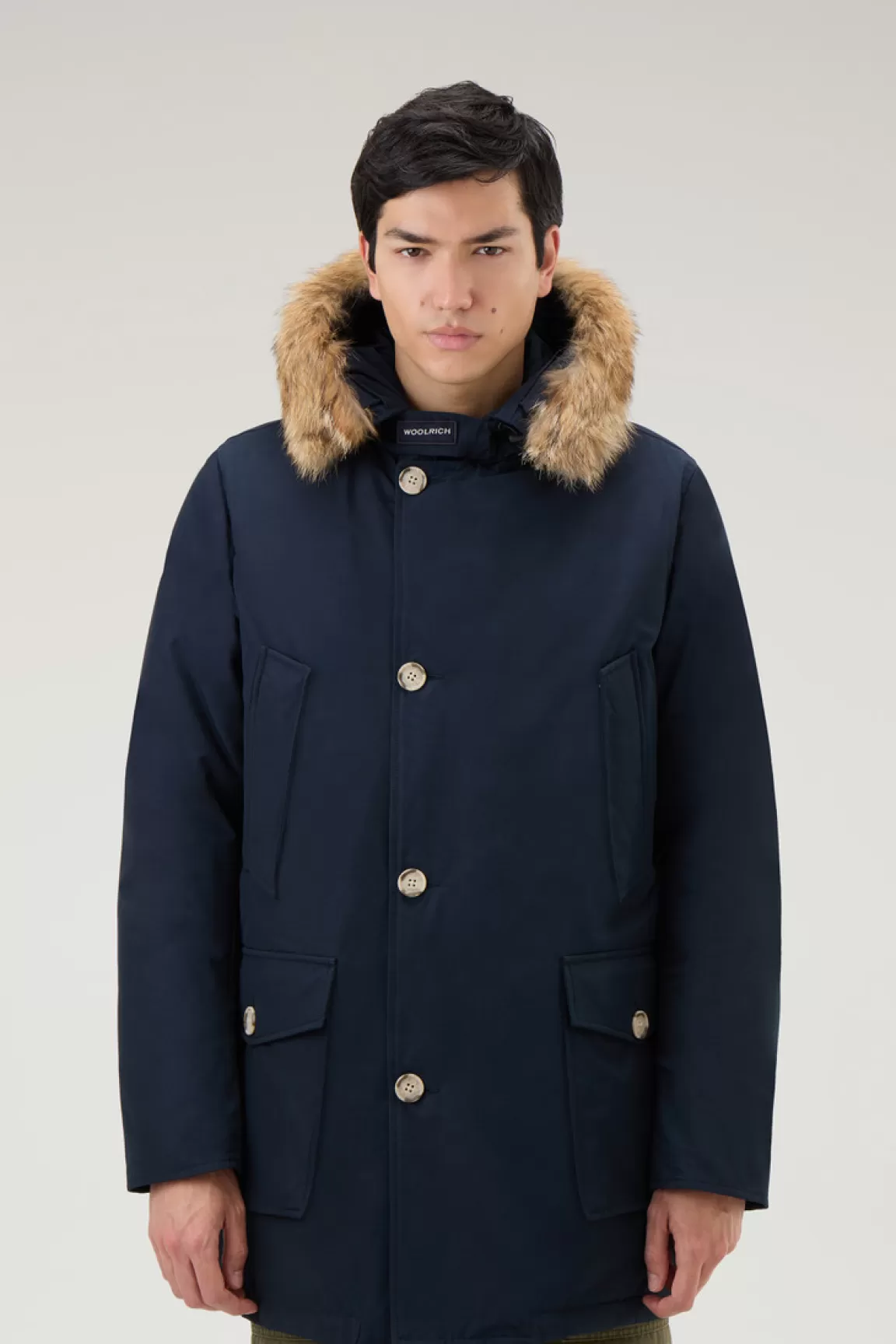 Woolrich Arctic Parka Van Ramar Cloth-stof Met Afneembare Bontrand Melton Blue Discount