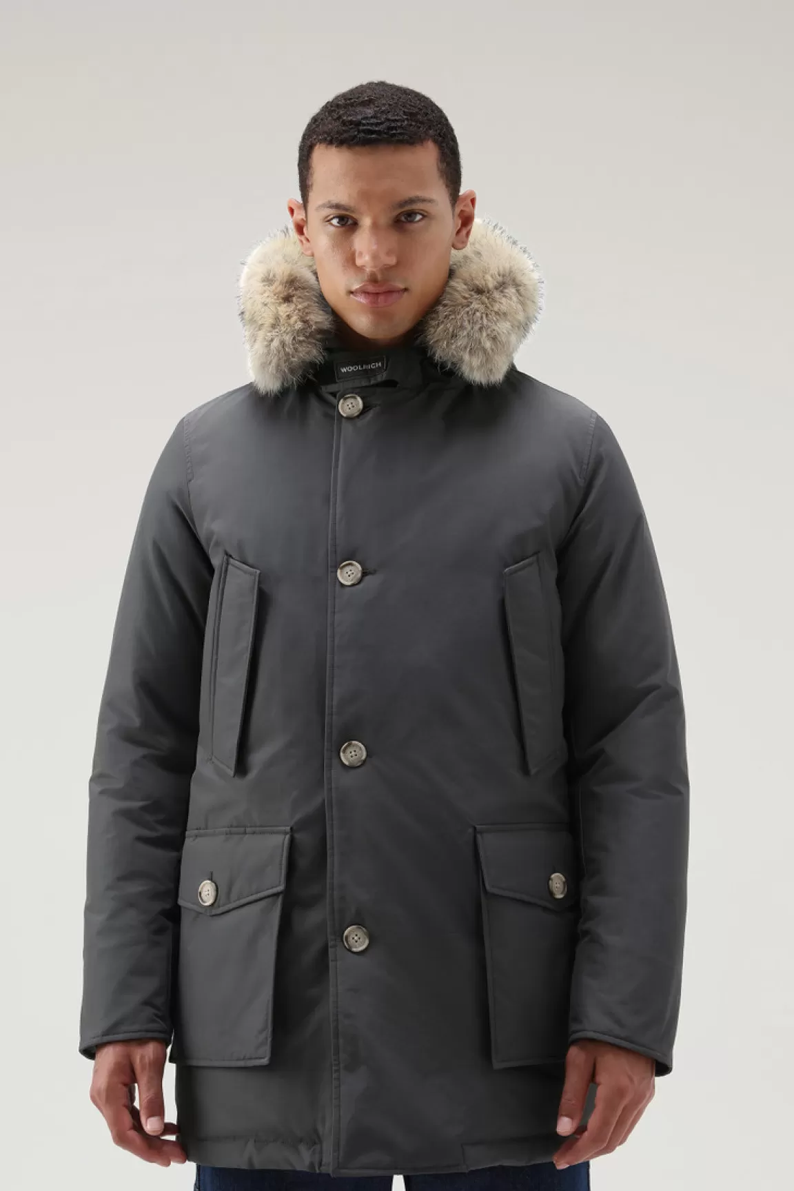 Woolrich Arctic Parka Van Ramar Cloth-stof Met Afneembare Bontrand Grey Shadow Cheap