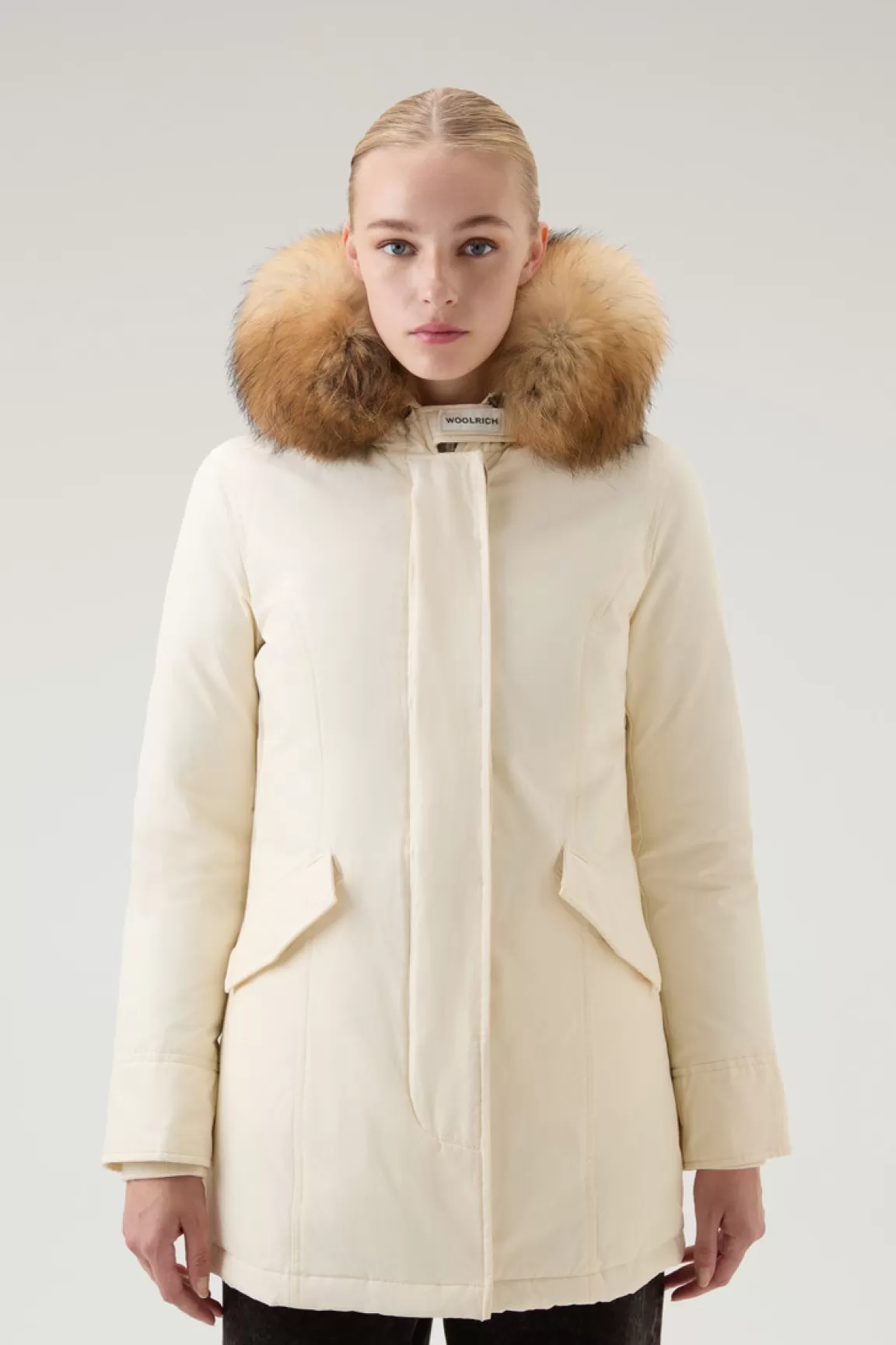 Woolrich Arctic Parka Van Ramar Cloth-stof Met Afneembare Bontrand Milky Cream Fashion