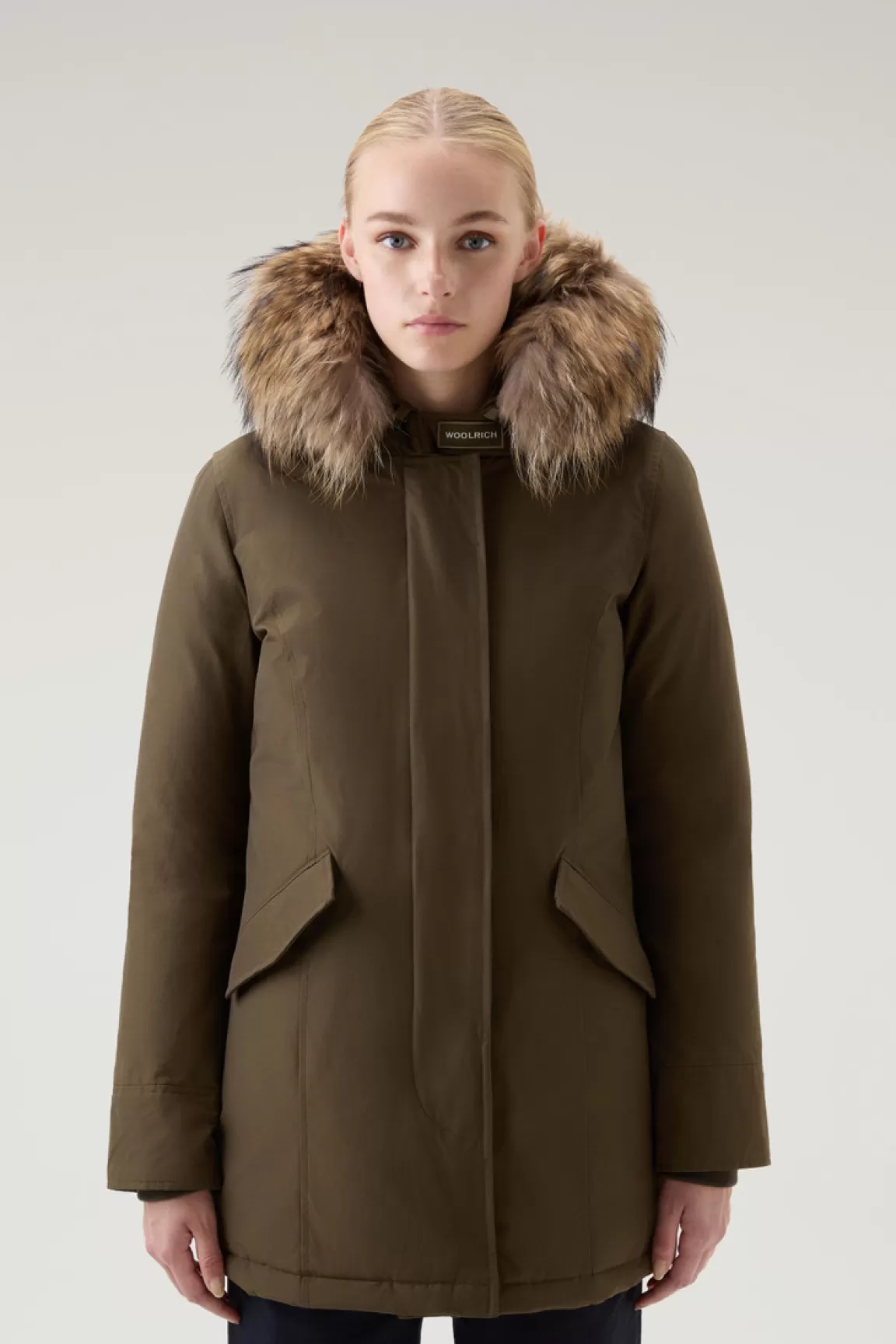 Woolrich Arctic Parka Van Ramar Cloth-stof Met Afneembare Bontrand Dark Green Outlet