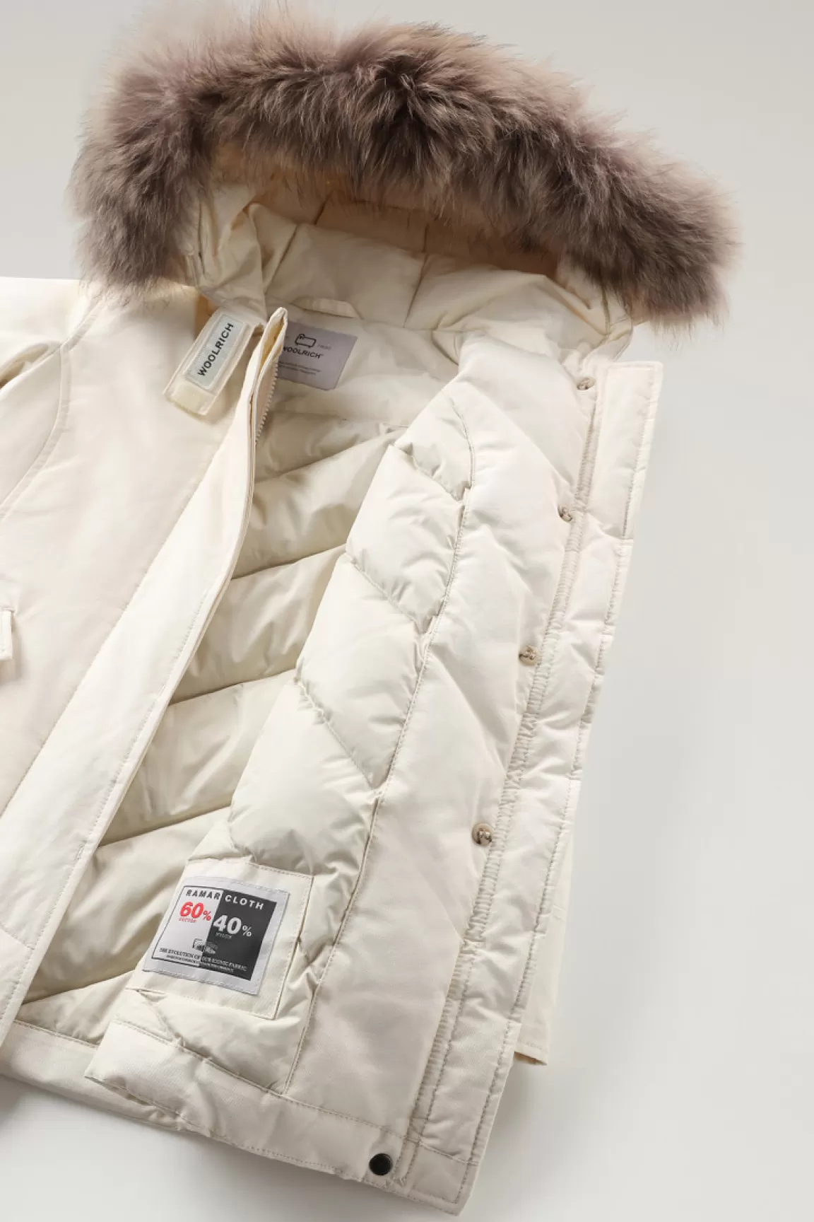 Woolrich Arctic Parka Voor Meisjes Met Afneembare Rand Van Namaakbont Milky Cream New