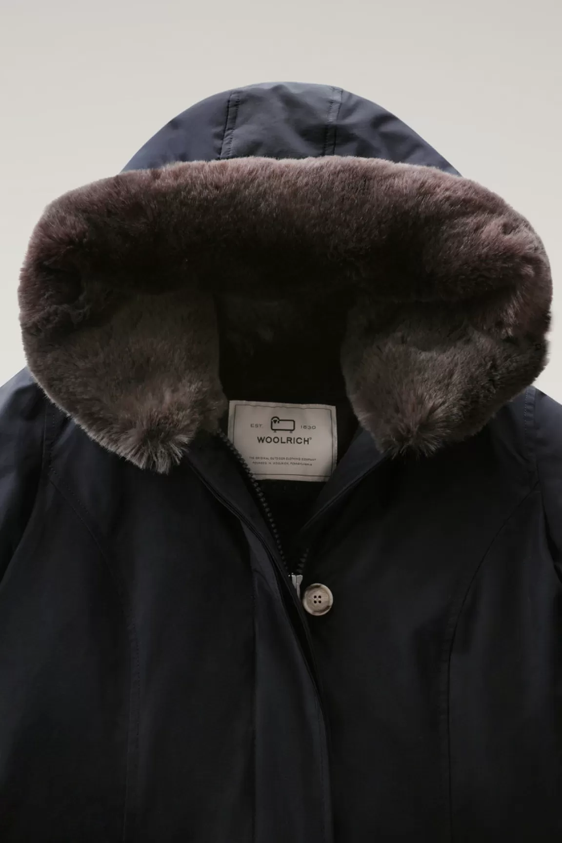 Woolrich Beaker Parka Met Imitatiebont In Ramar Cloth Dark Navy Sale