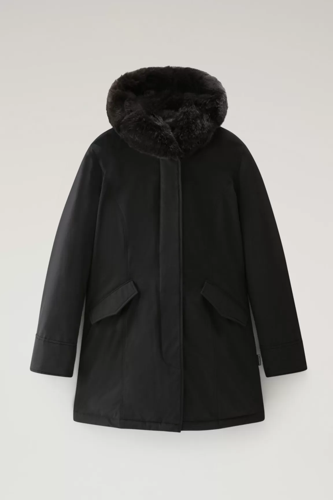 Woolrich Beaker Parka Met Imitatiebont In Ramar Cloth Black Discount