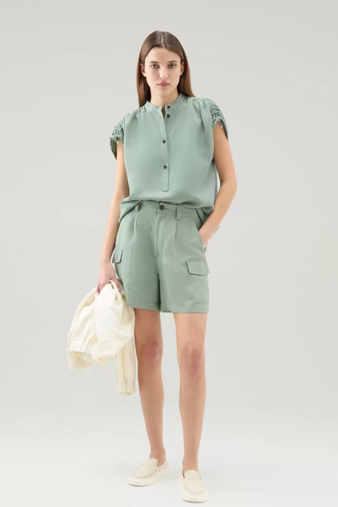 Woolrich Blouse Van Linnenmix Sage Store