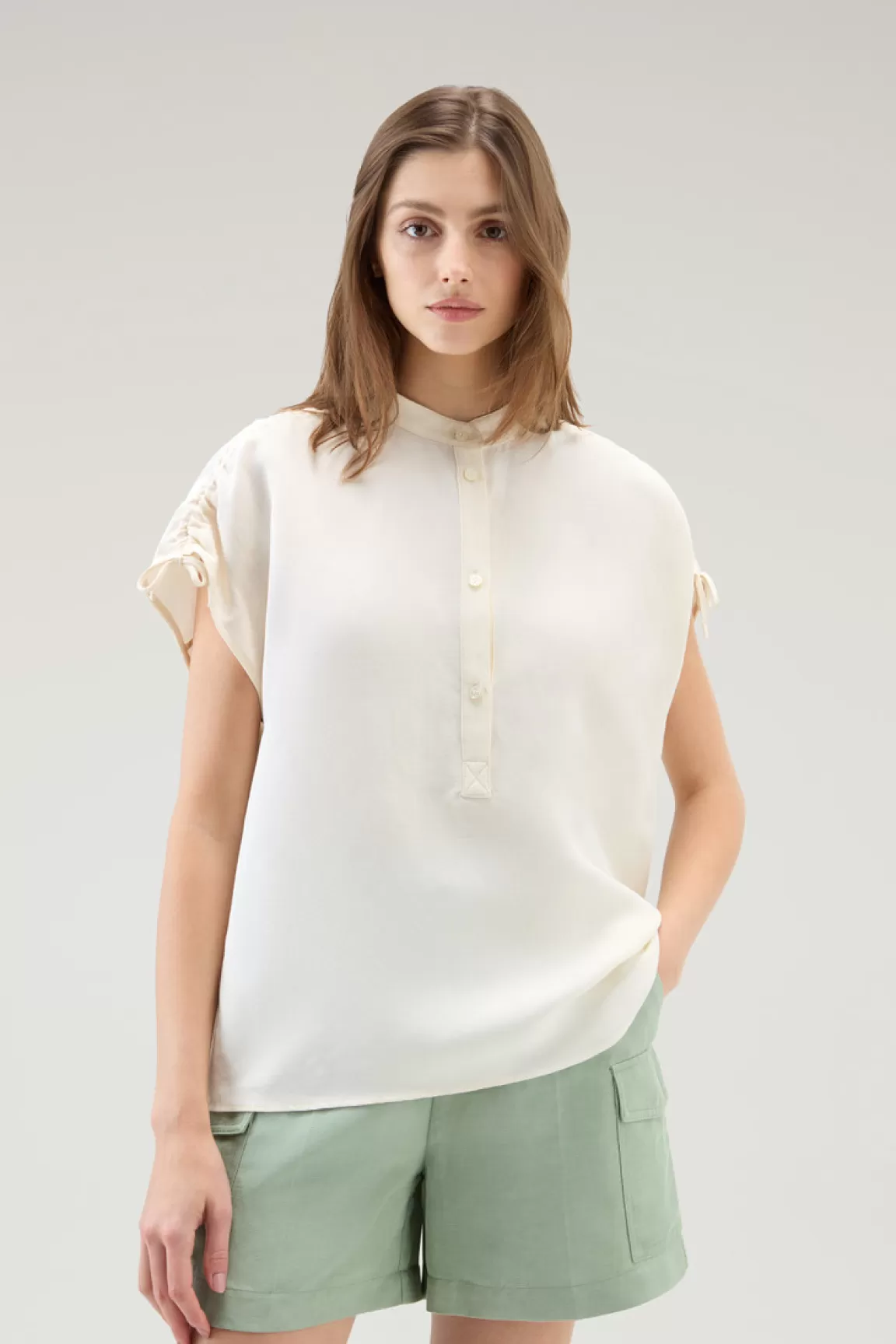 Woolrich Blouse Van Linnenmix Plaster White Cheap