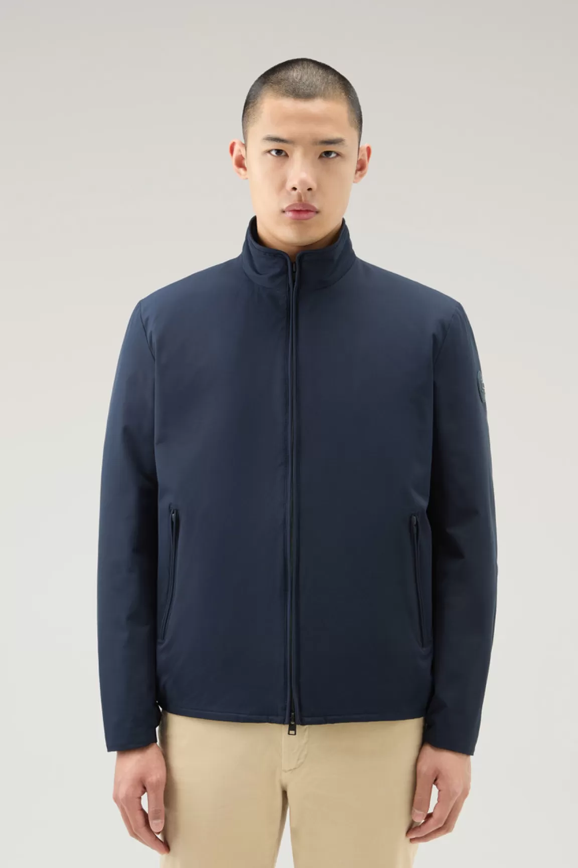 Woolrich Bomber Sailing Rembourré Melton Blue Discount