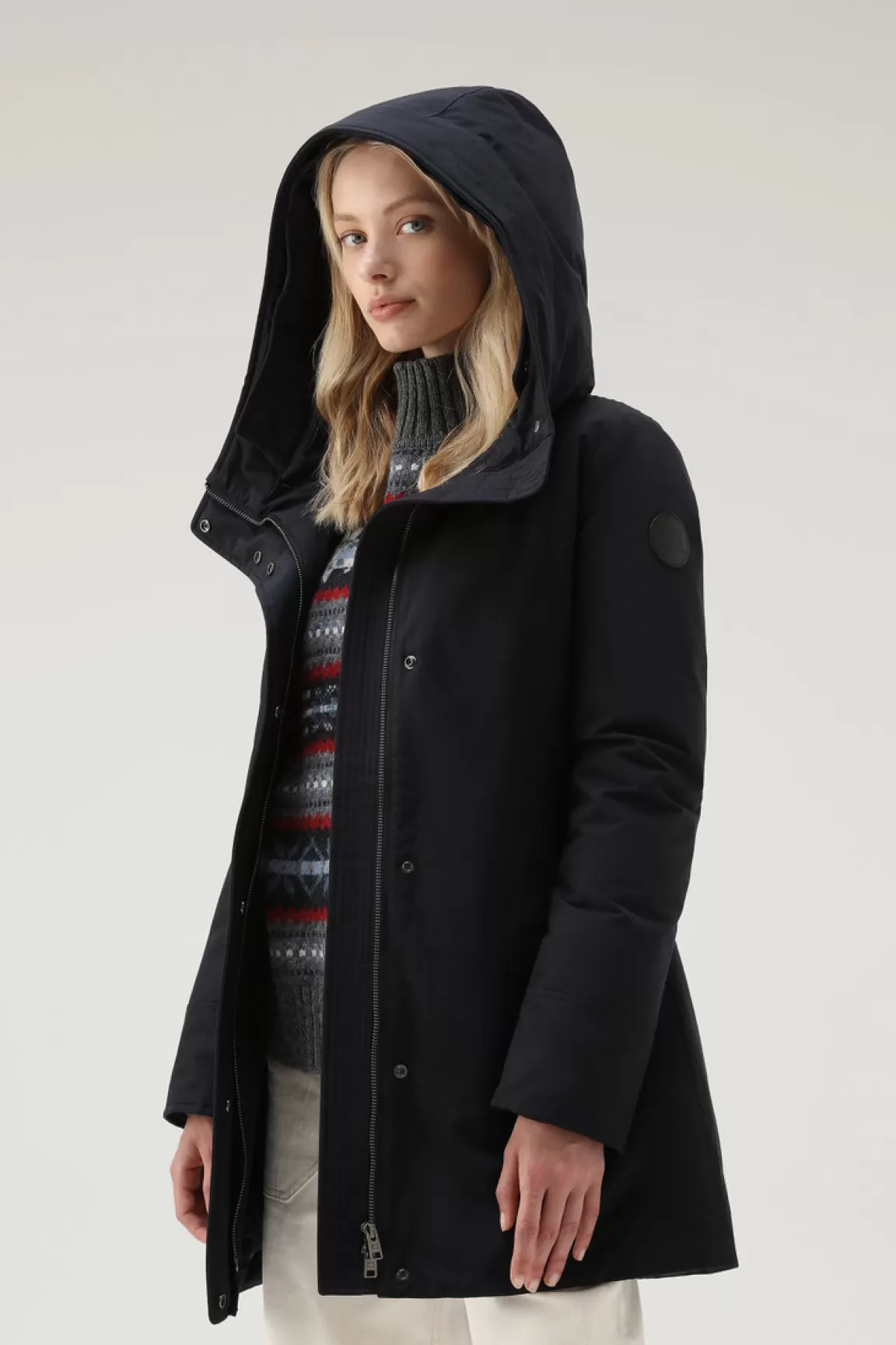 Woolrich Boulder Parka Van Ramar Cloth Met Capuchon En Afneembare Rand Van Imitatiebont Dark Navy Best