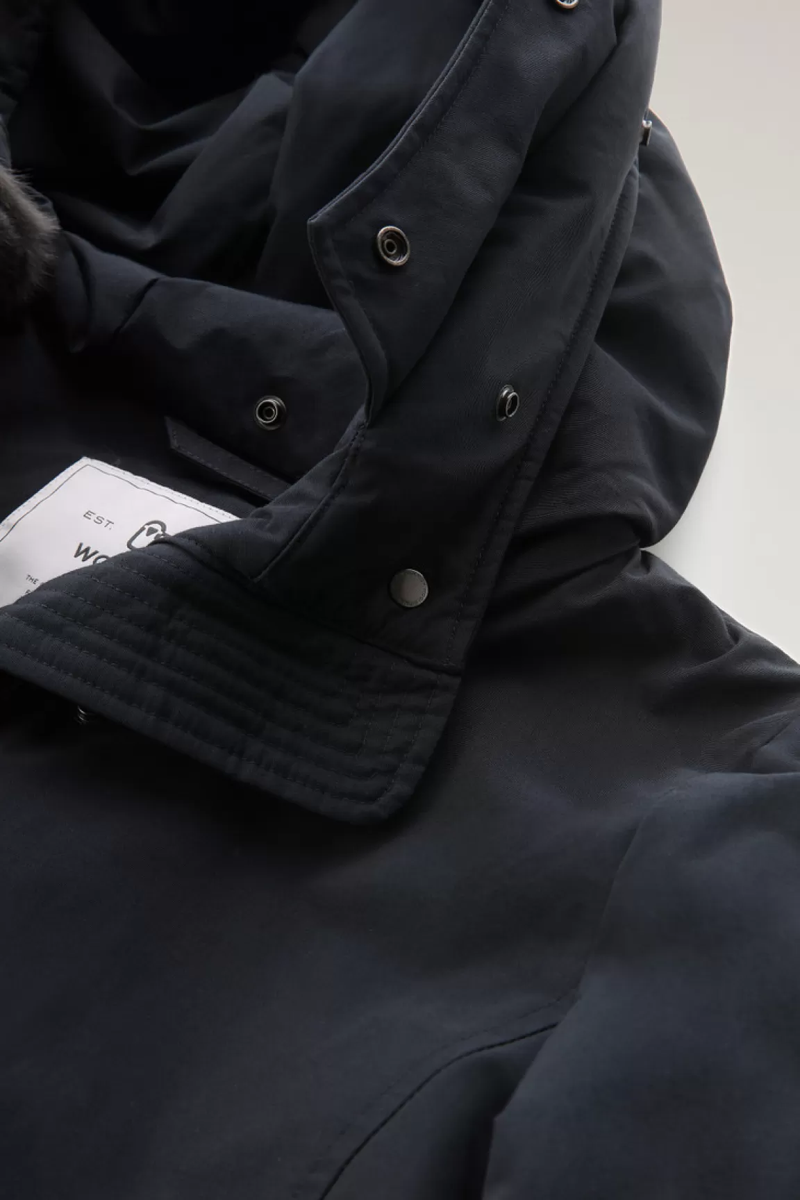 Woolrich Boulder Parka Van Ramar Cloth Met Capuchon En Afneembare Rand Van Imitatiebont Dark Navy Best