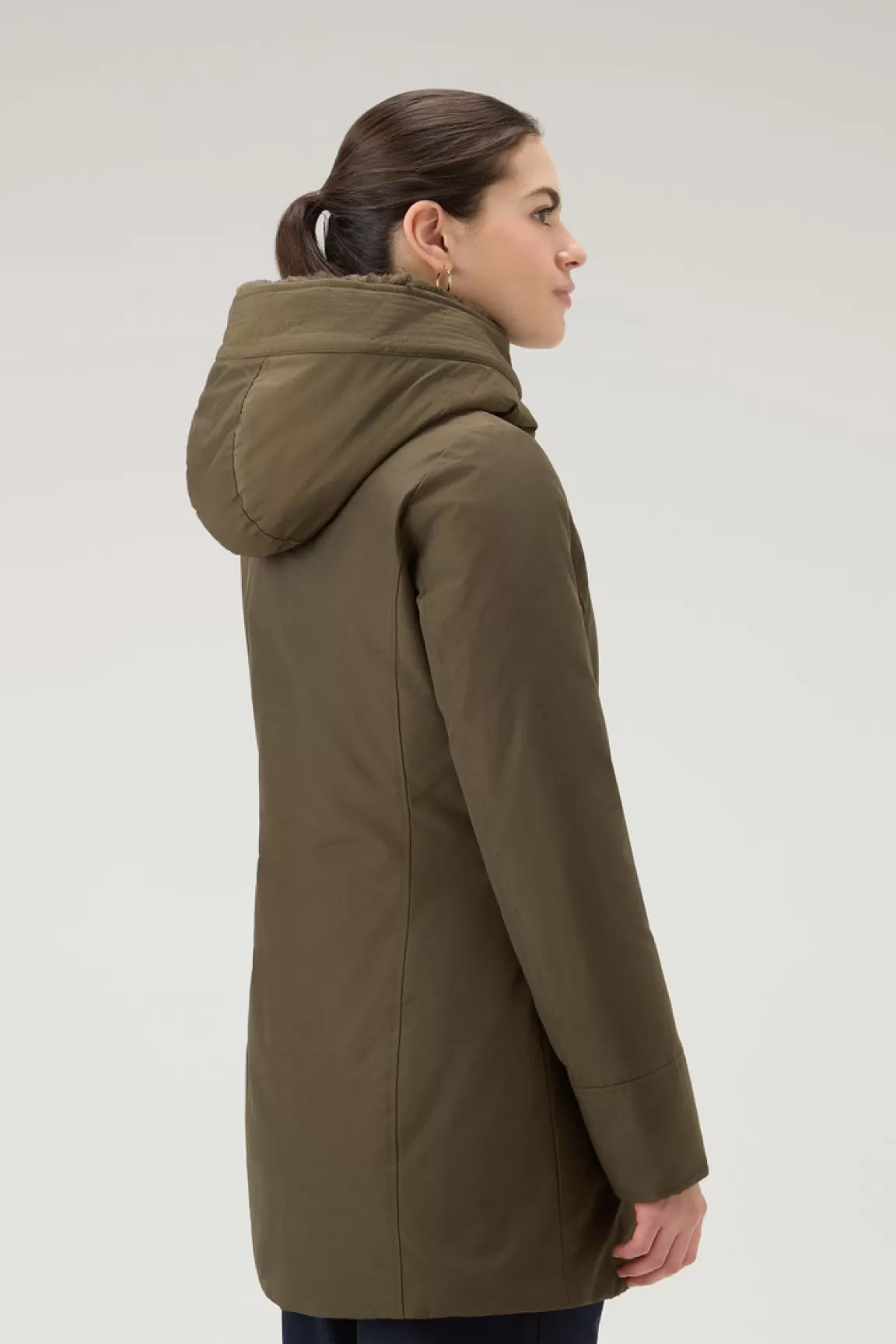 Woolrich Boulder Parka Van Ramar Cloth Met Capuchon En Afneembare Rand Van Imitatiebont Dark Green Sale