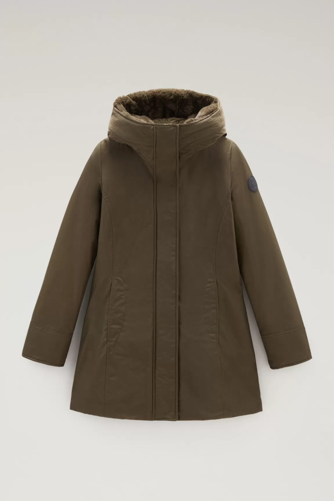 Woolrich Boulder Parka Van Ramar Cloth Met Capuchon En Afneembare Rand Van Imitatiebont Dark Green Sale