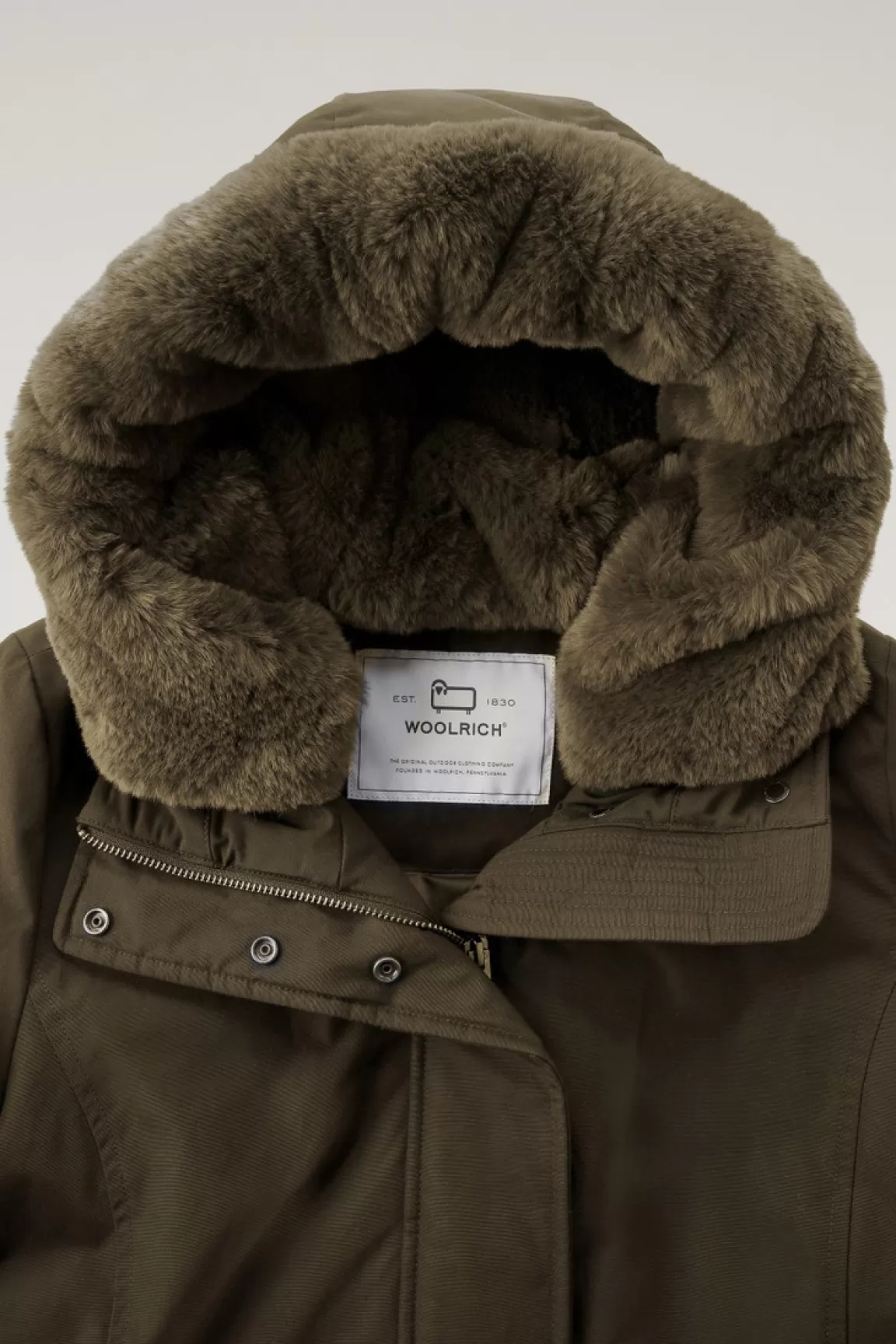 Woolrich Boulder Parka Van Ramar Cloth Met Capuchon En Afneembare Rand Van Imitatiebont Dark Green Sale